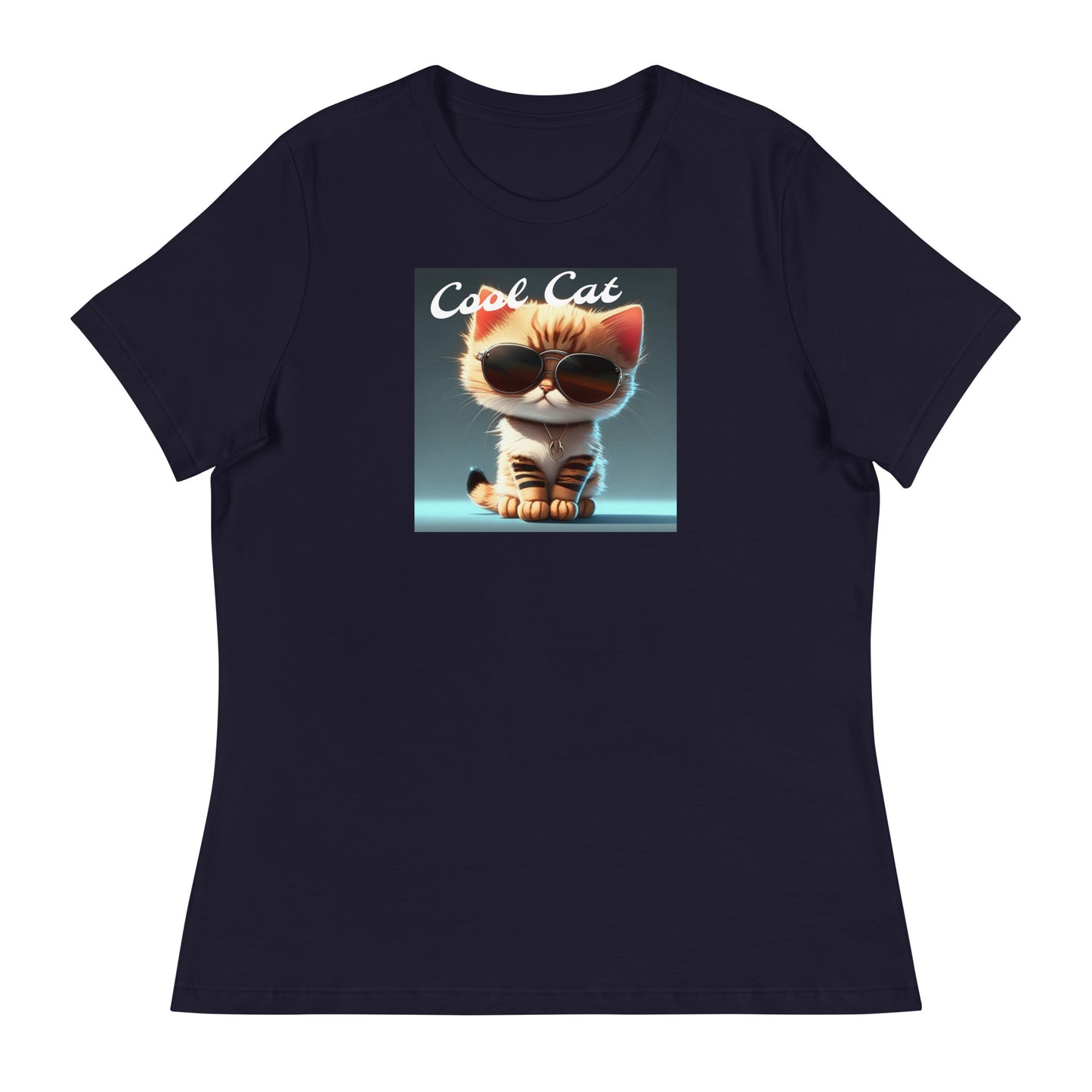 Cool Cat Women's Funny T-Shirt Navy