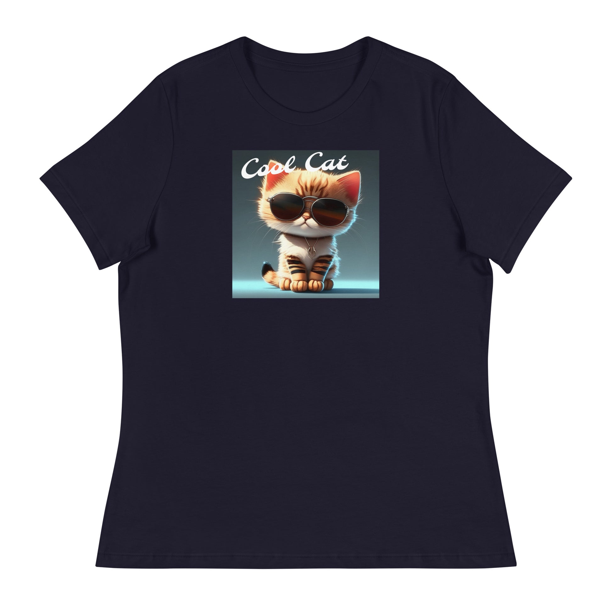 Cool Cat Women's Funny T-Shirt Navy