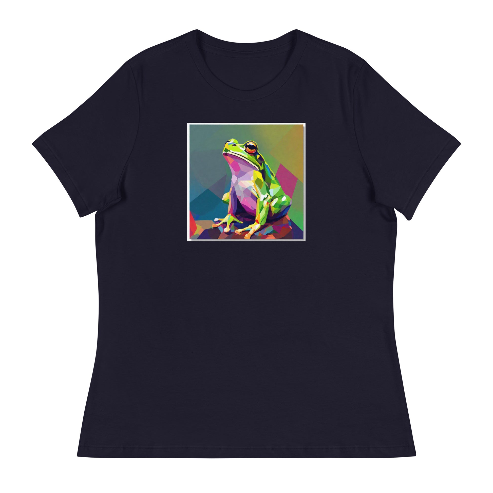 Geometric Frog Women's Animal T-Shirt Navy