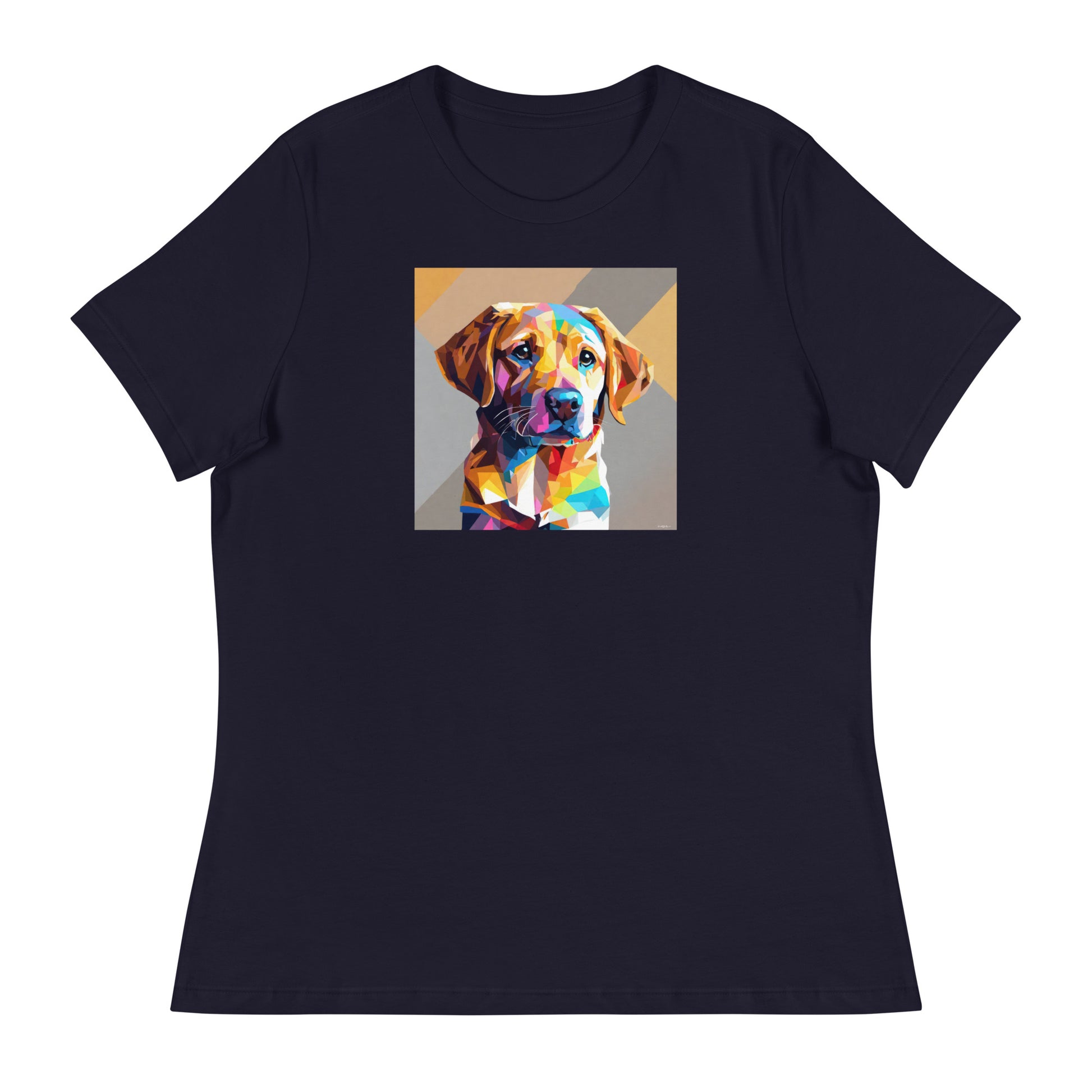 Geometric Golden Lab Women's Animal Lover T-Shirt Navy