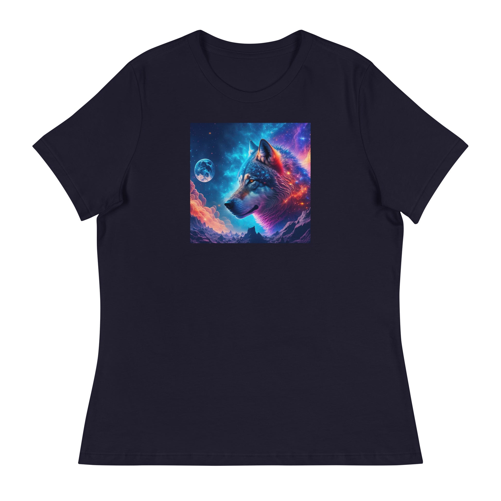 Majestic Wolf Women's Animal Lover T-Shirt Navy