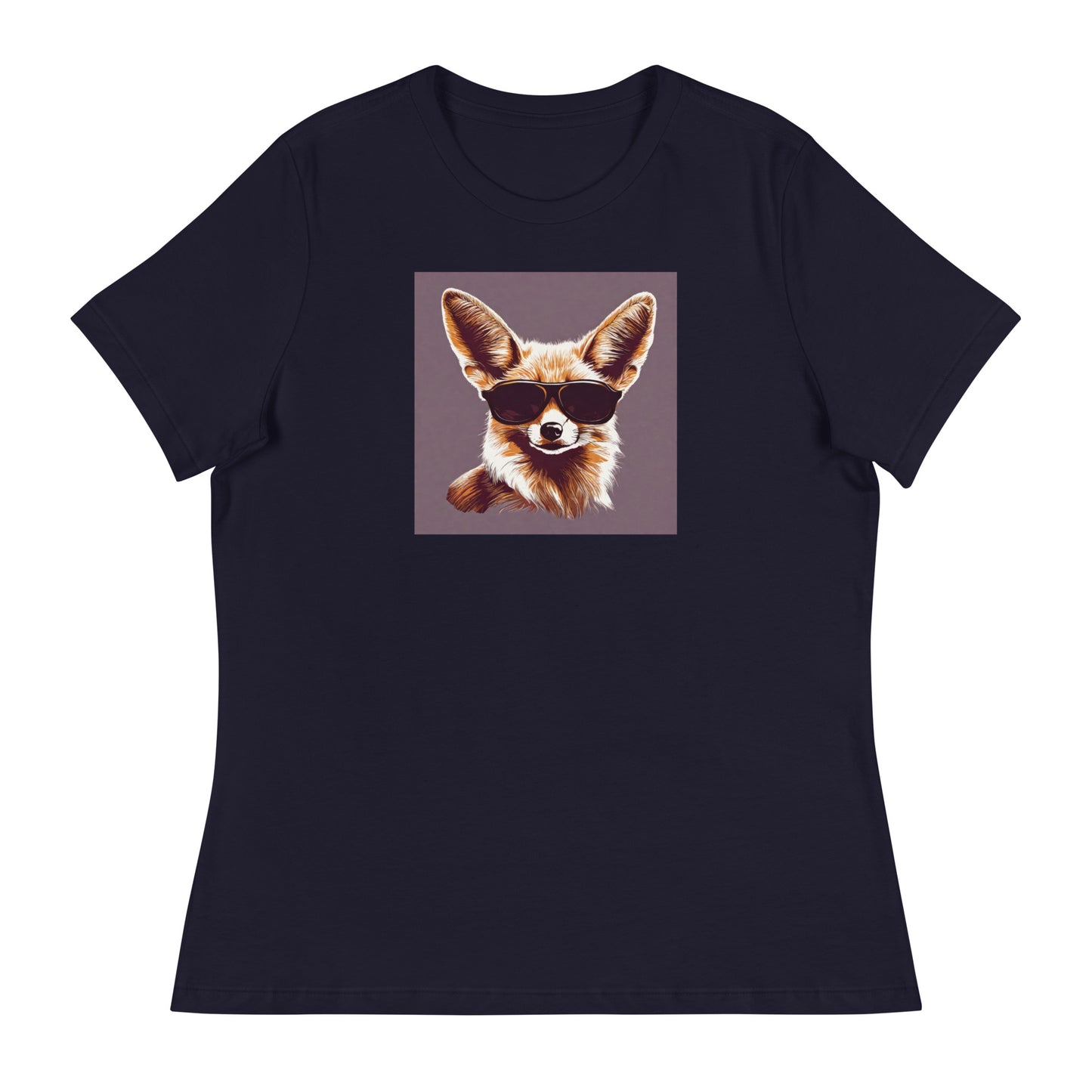 Fennec Fox in Shades Women's Animal Lover T-Shirt Navy