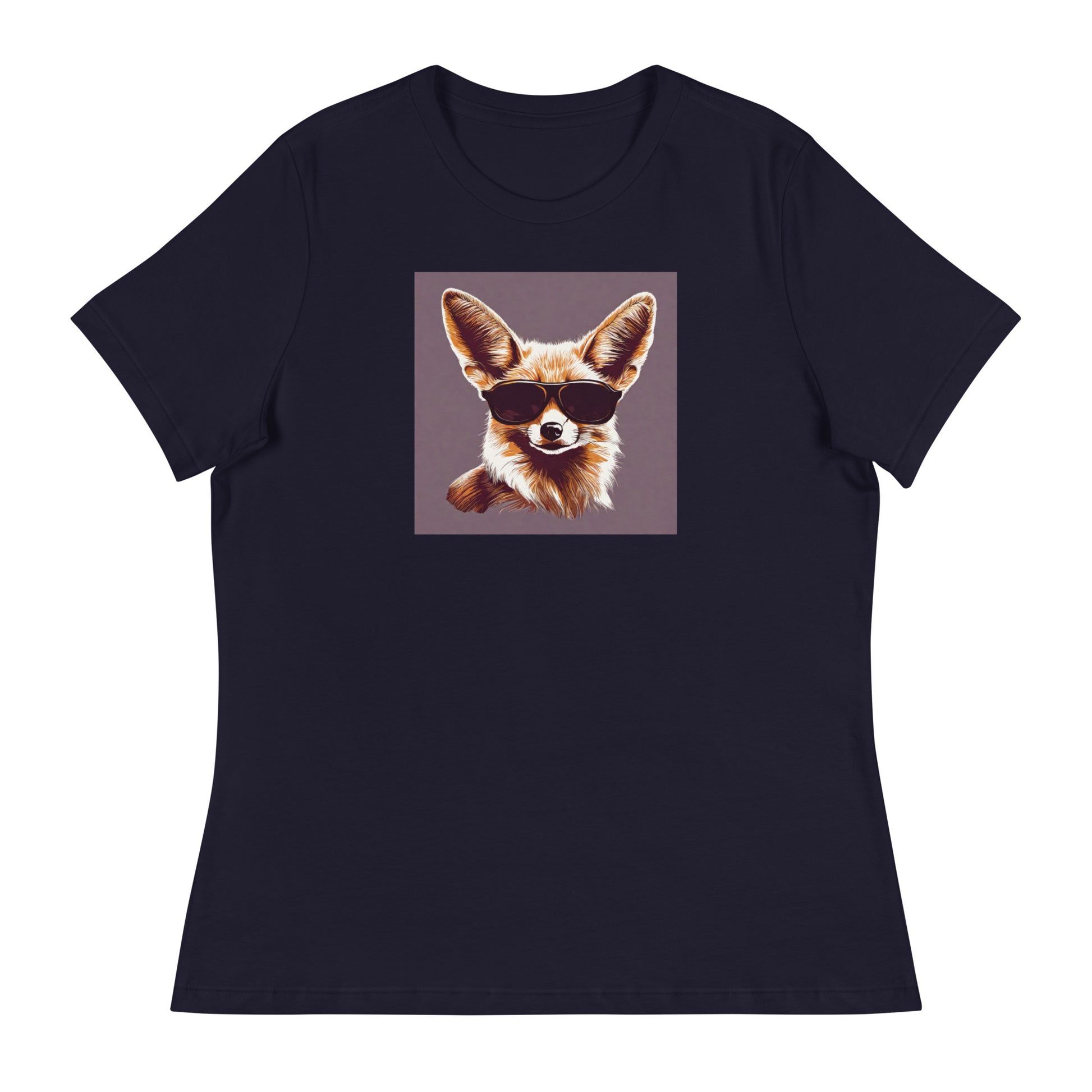 Fennec Fox in Shades Women's Animal Lover T-Shirt Navy