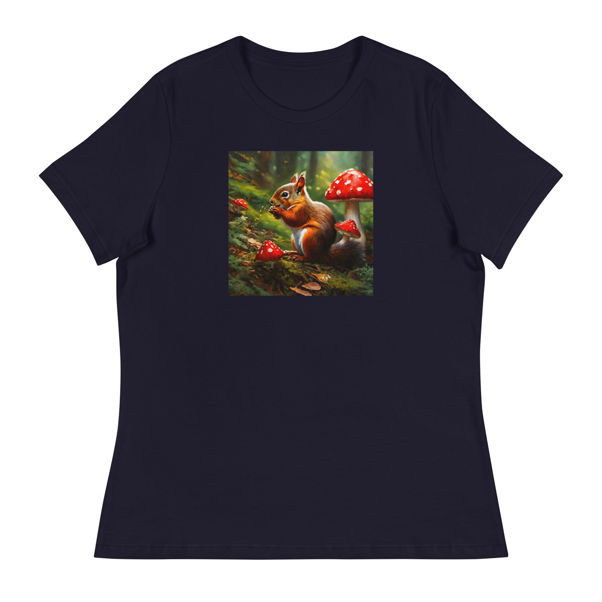 Forest Squirrel Women's Animal Lover T-Shirt Navy