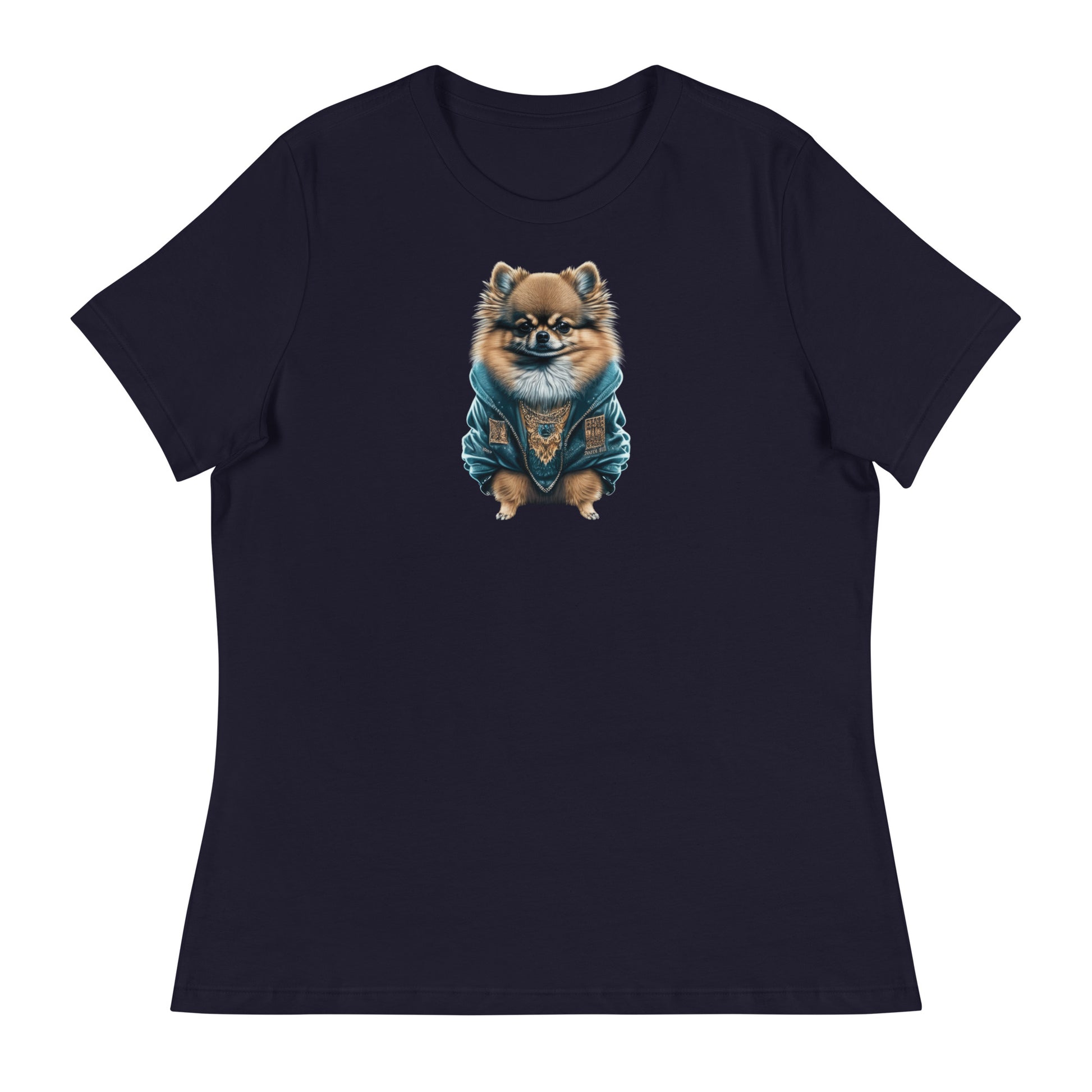 Fancy Pomeranian Women's Dog Lover T-Shirt Navy