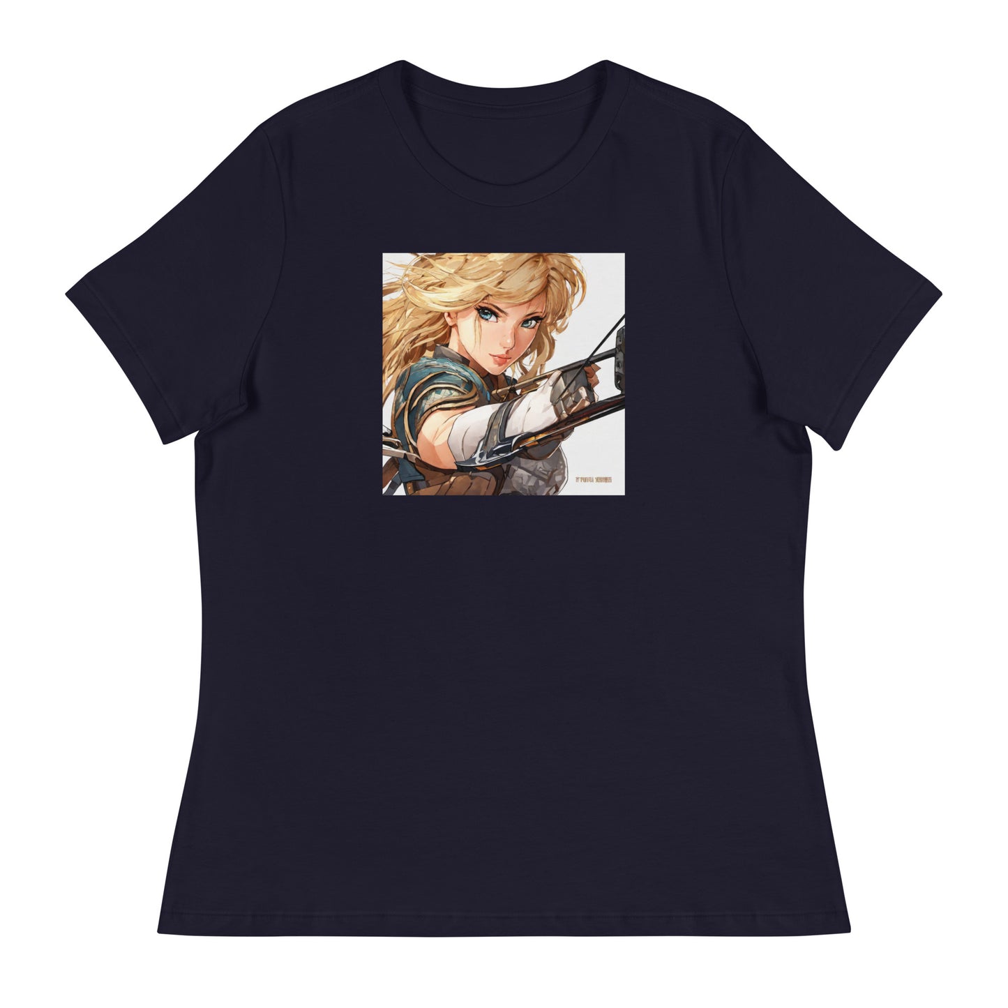 Fierce Shieldmaiden Women's Anime T-Shirt Navy