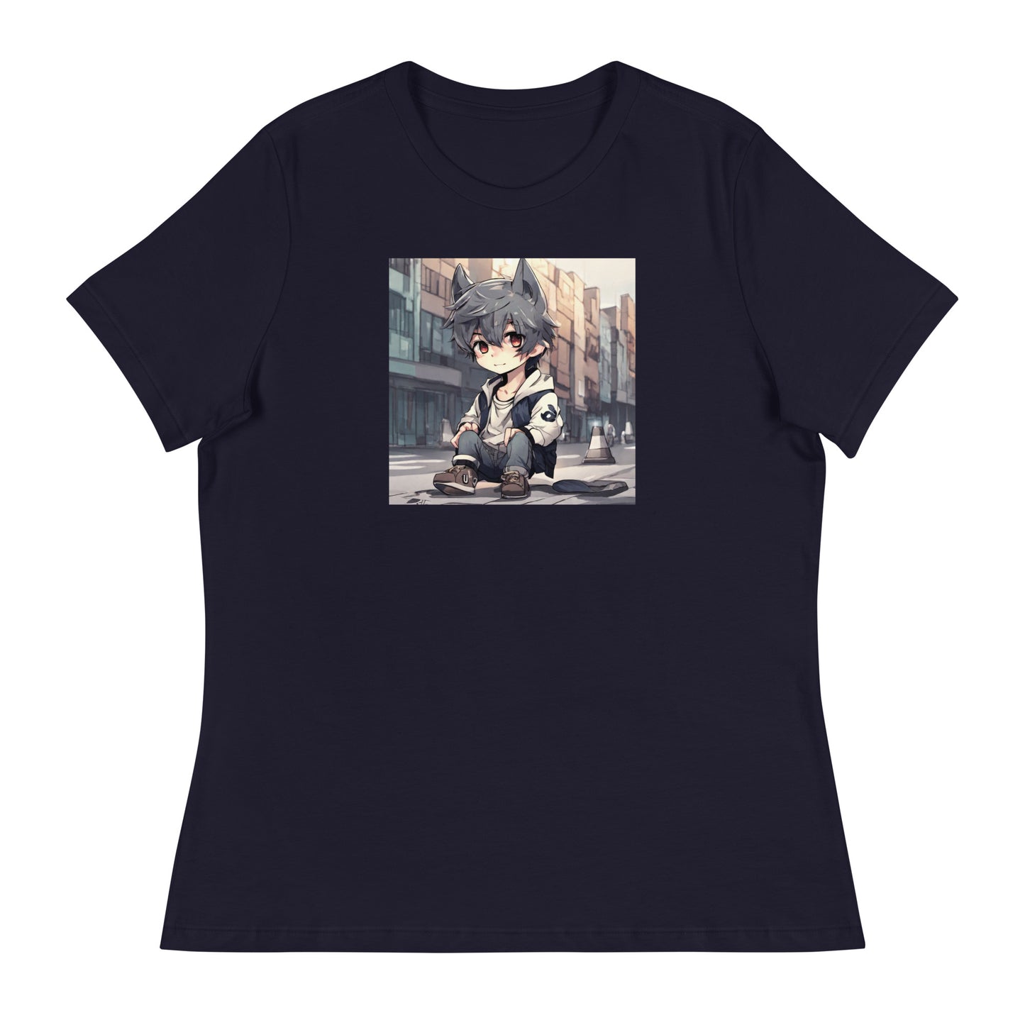 Wolf Spirit Women's Anime T-Shirt Navy