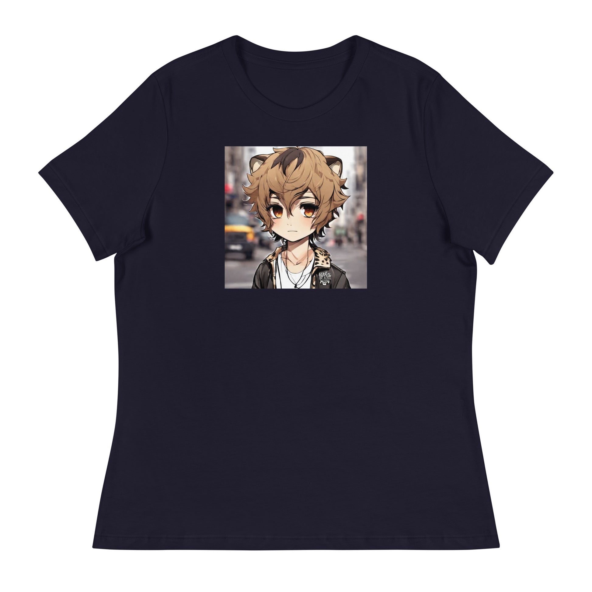 Leopard Boy Women's Anime T-Shirt Navy