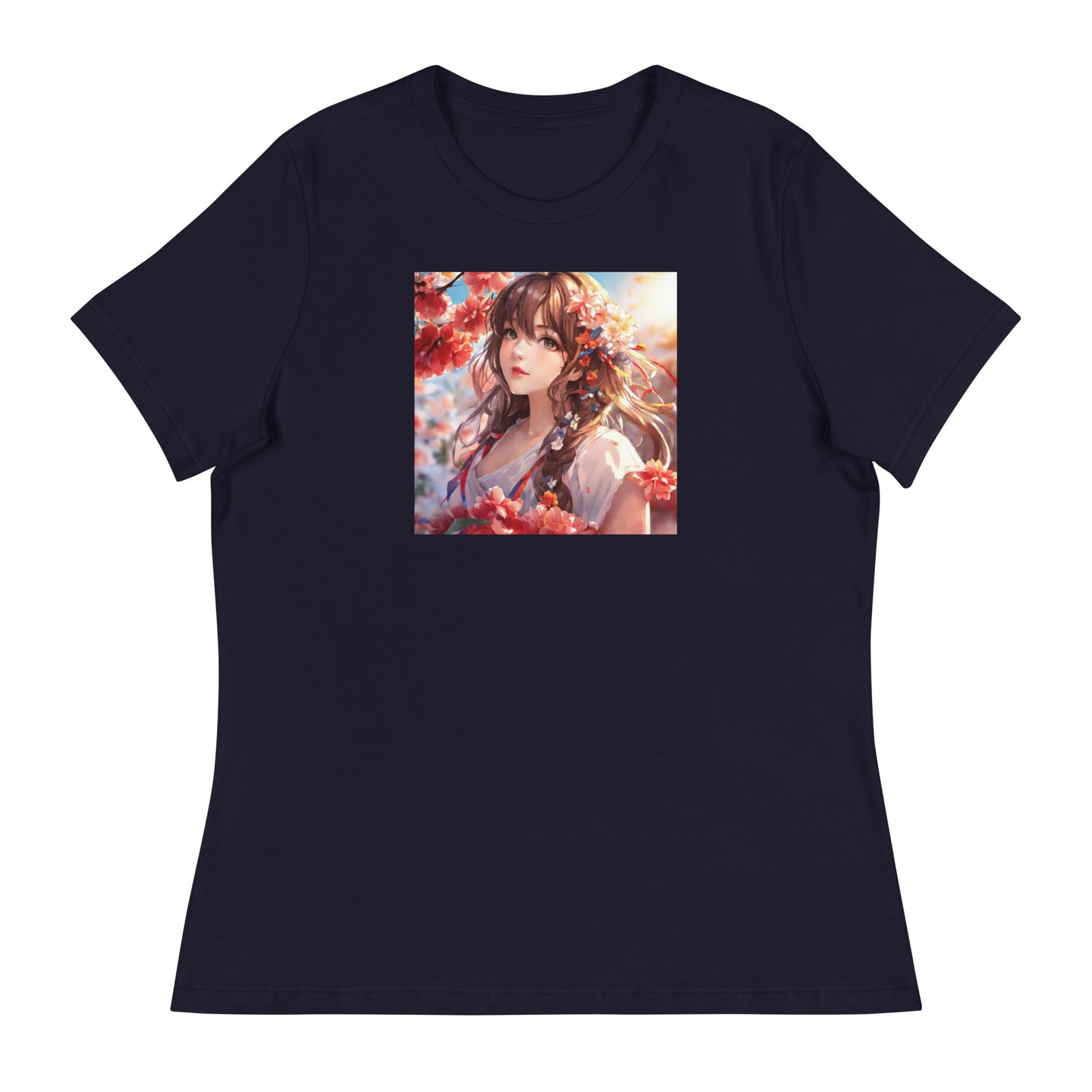 Graceful & Lovely Women's Anime T-Shirt Navy