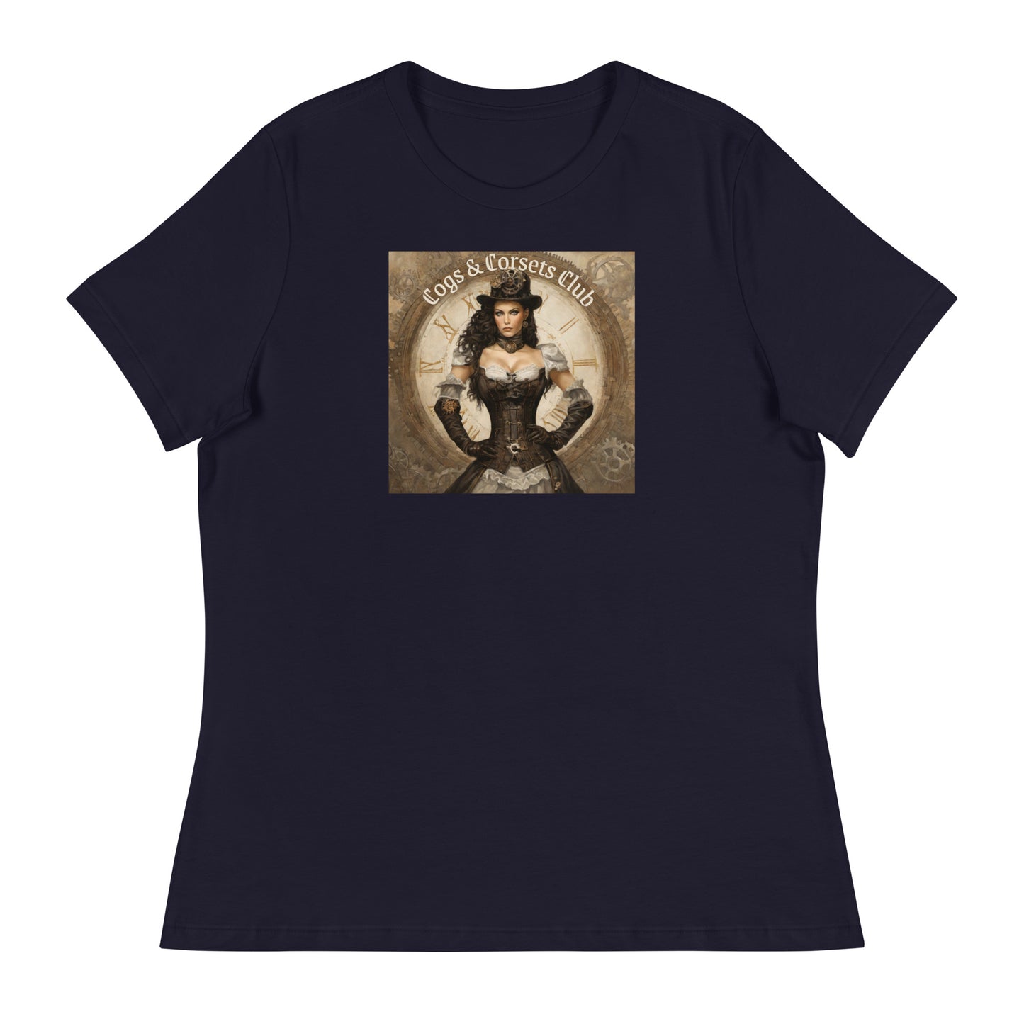 Cogs & Corsets Club Women's Steampunk T-Shirt Navy