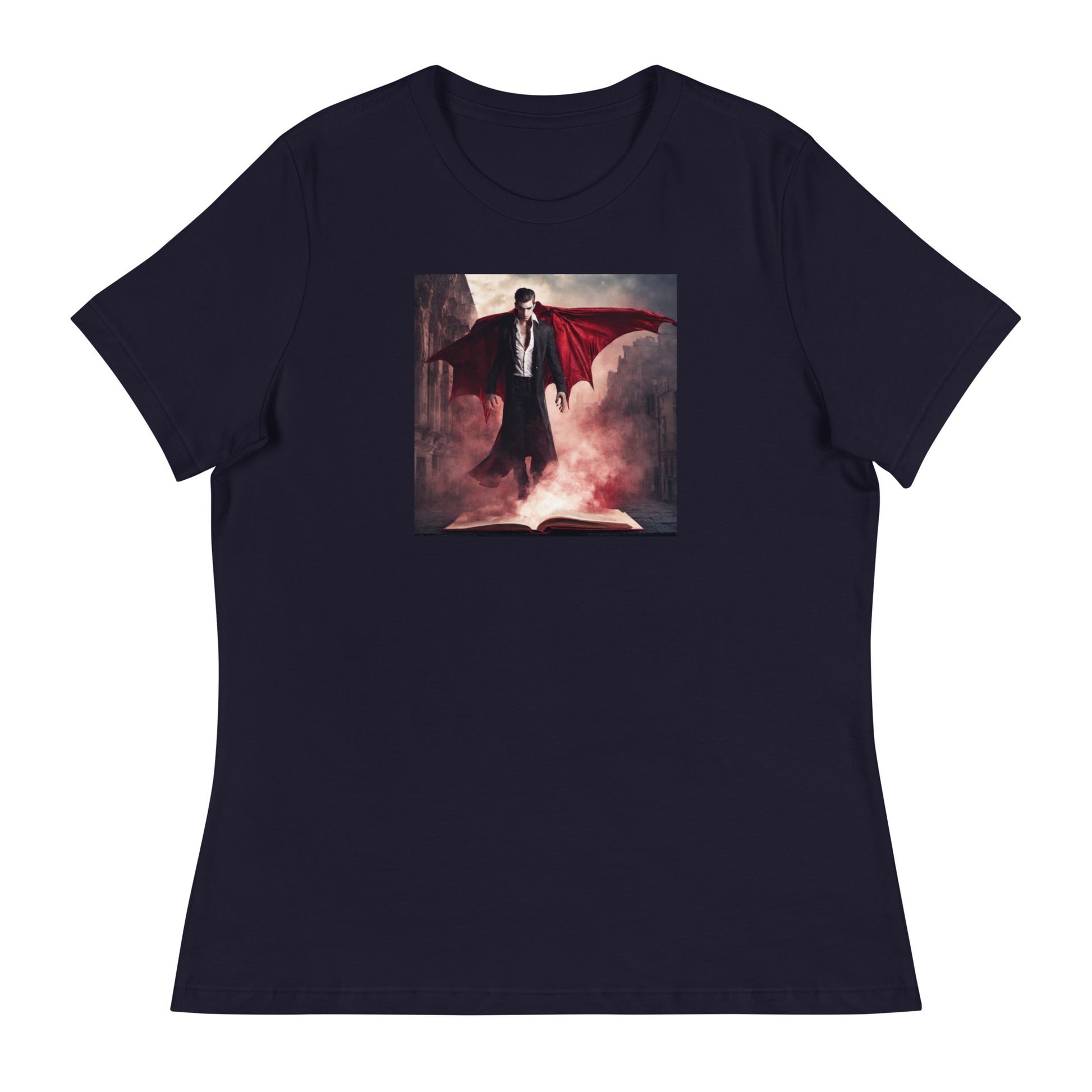 Women's Vampire Book Lover T-Shirt Navy