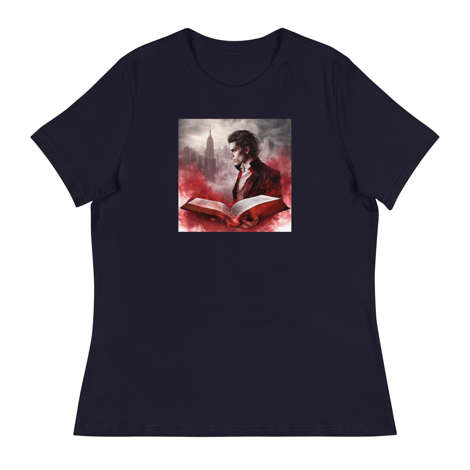 Women's Vampire Book Fan T-Shirt Navy