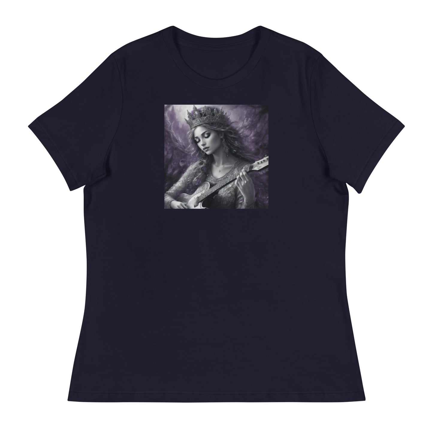 Princess Woman Playing the Guitar T-Shirt Navy