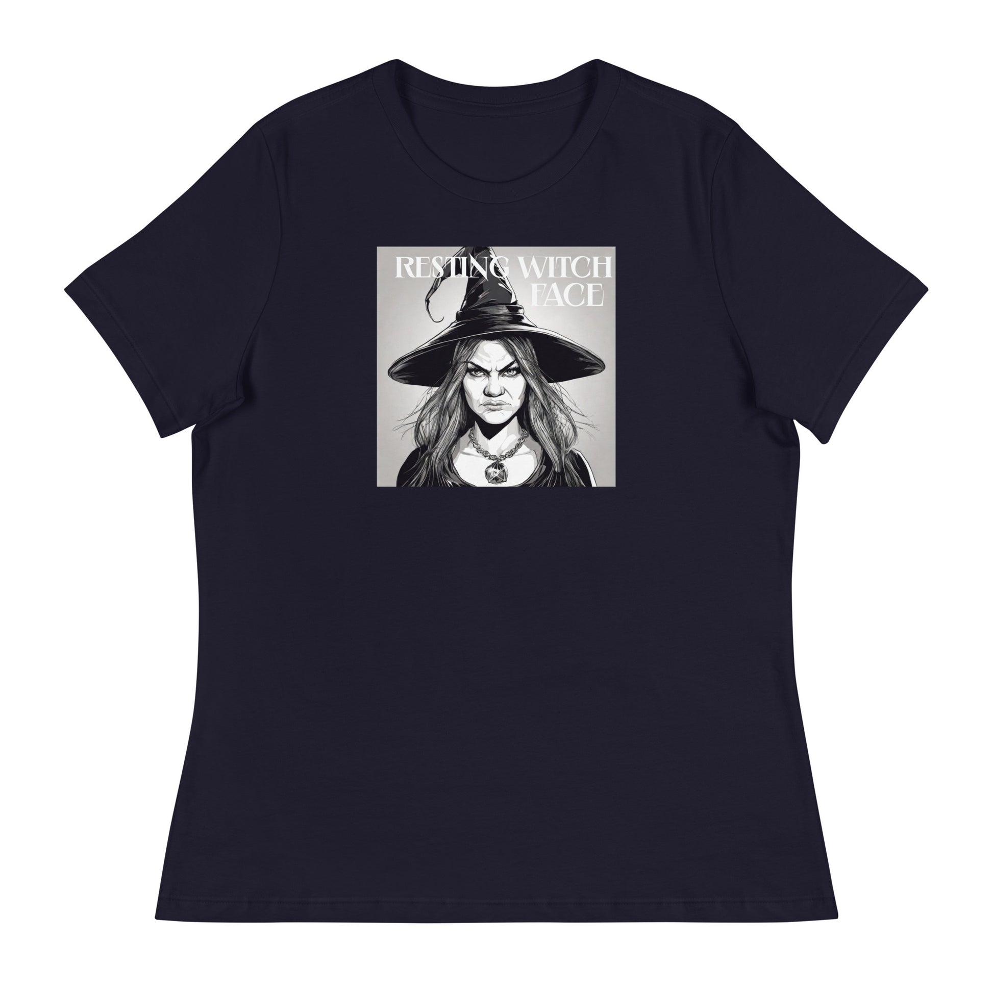 Resting Witch Face Women's Halloween T-Shirt Navy