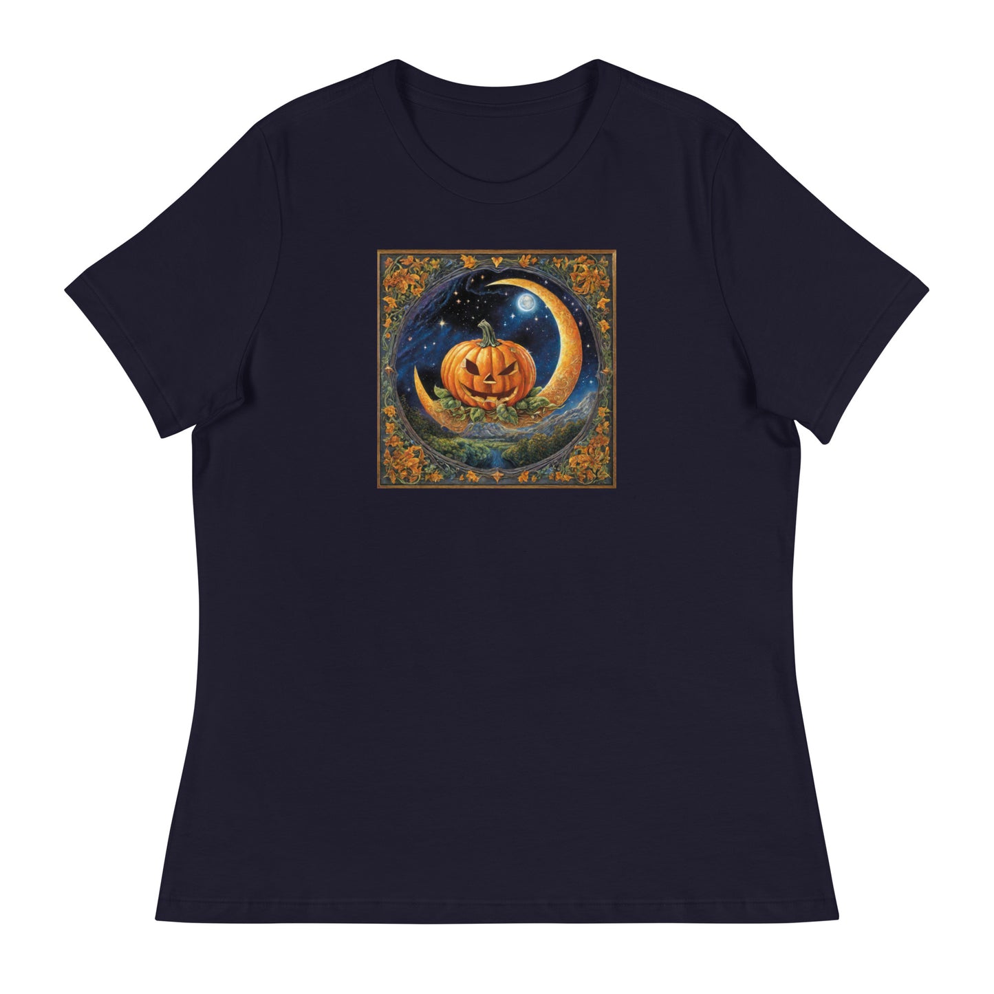 Jack O' Lantern Pumpkin Women's Halloween T-Shirt Navy