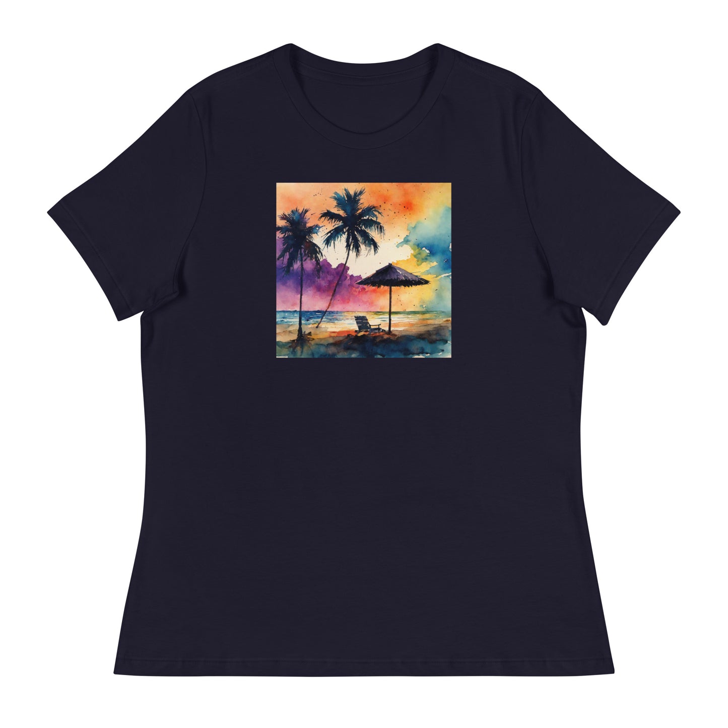 Beautiful Summer Paradise Women's Beach T-Shirt Navy