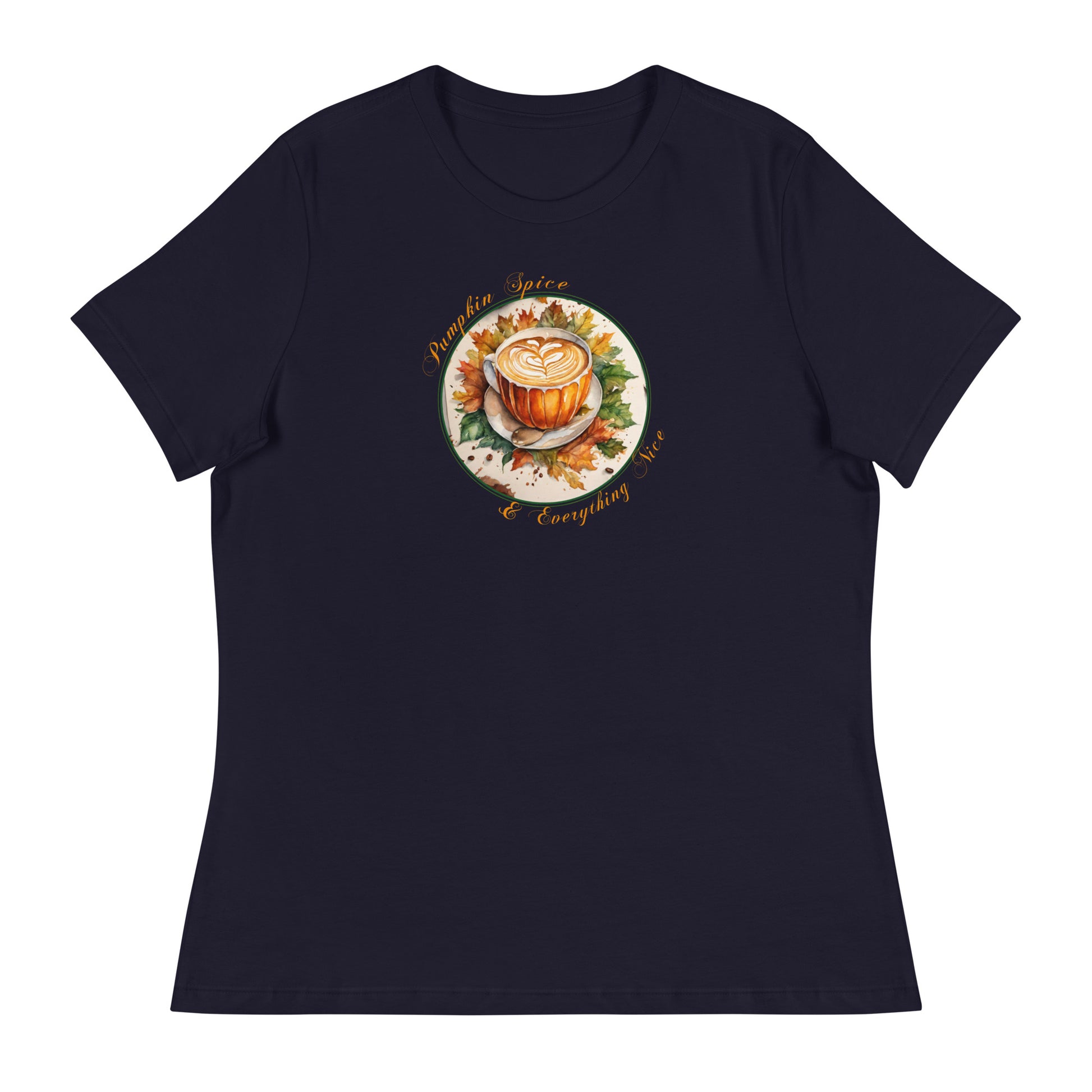 Pumpkin Spice & Everything Nice Women's Fall T-Shirt Navy