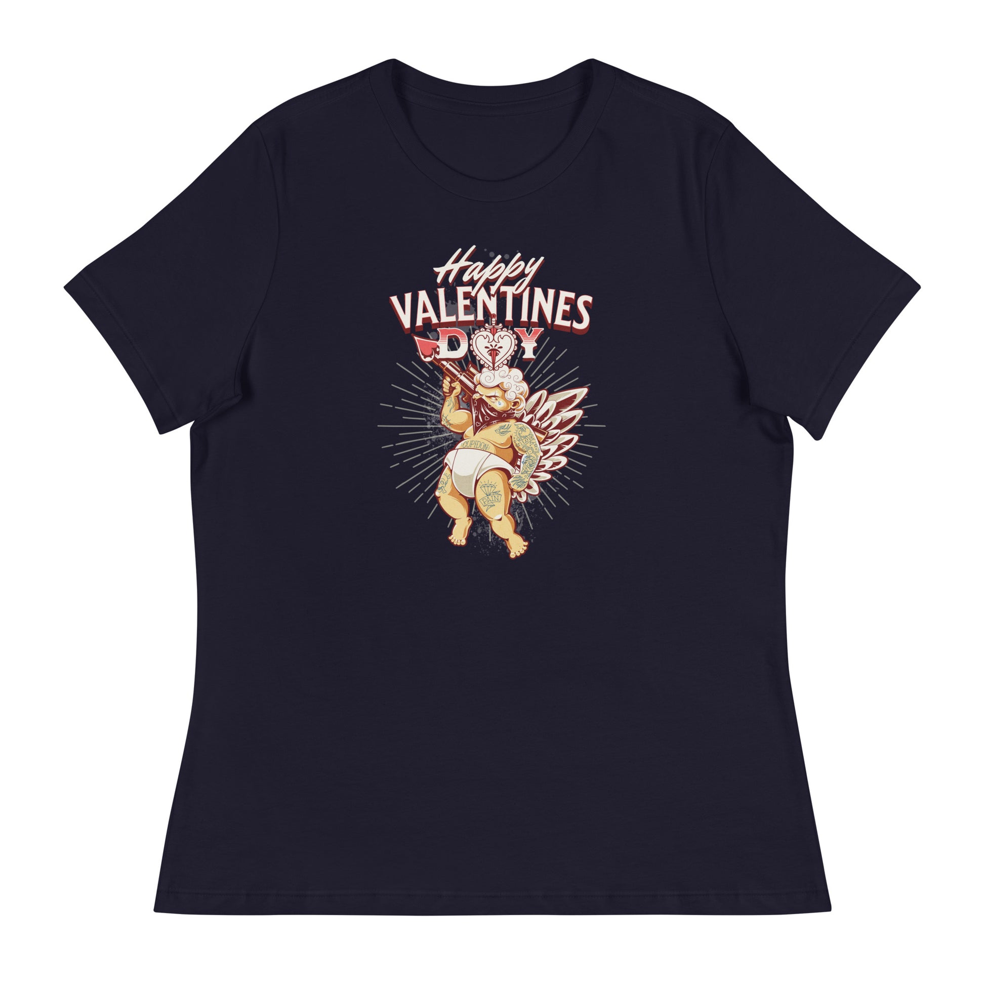 Inked Cupid Women's Valentine's Day T-Shirt Navy