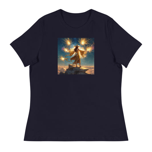 Sorceress Making Fireworks Women's 4th of July T-Shirt Navy