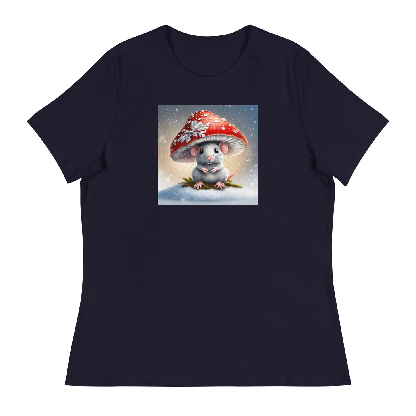 Winter Mouse Women's Holiday T-Shirt Navy