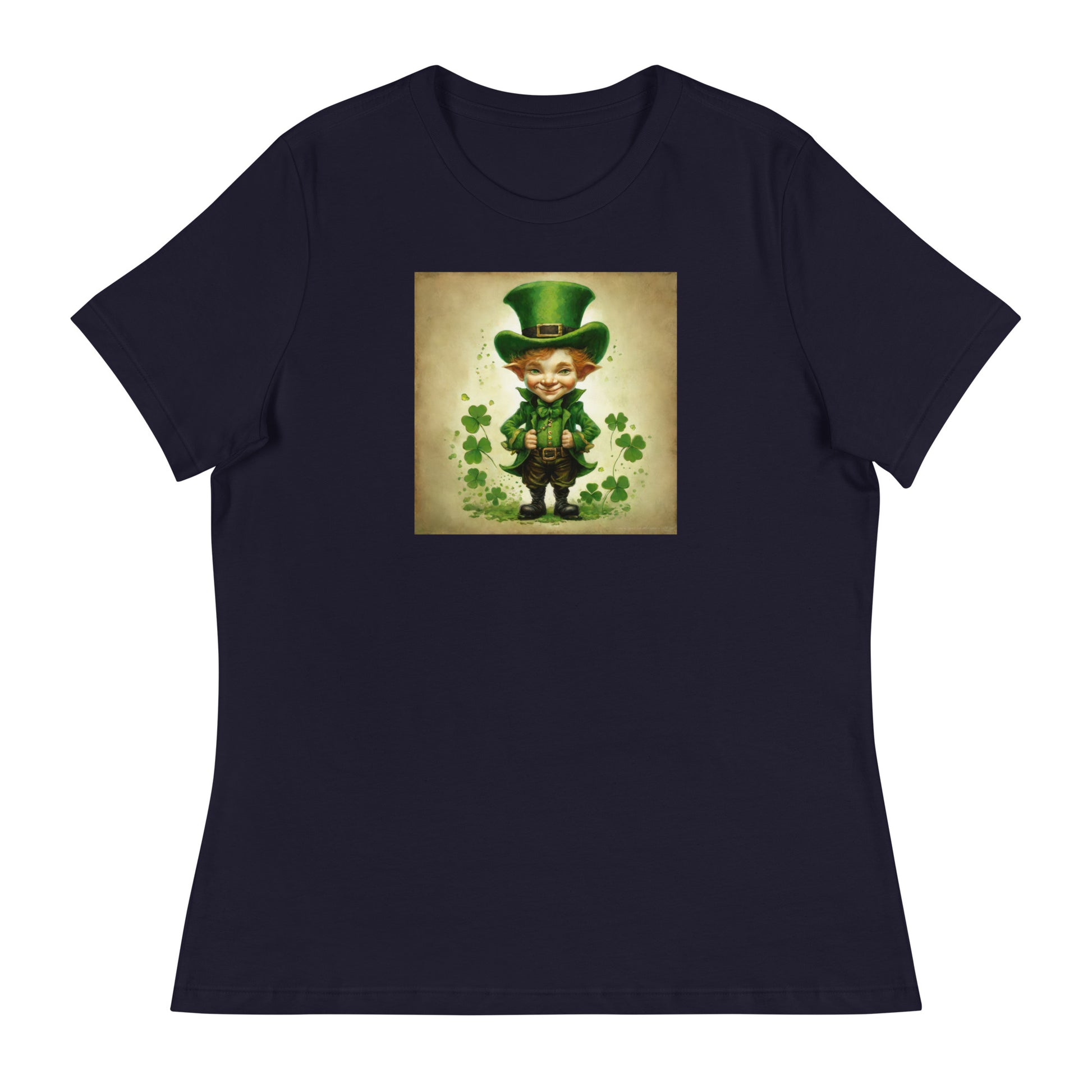 Cute Leprechaun Women's St Patrick's Day T-Shirt Navy