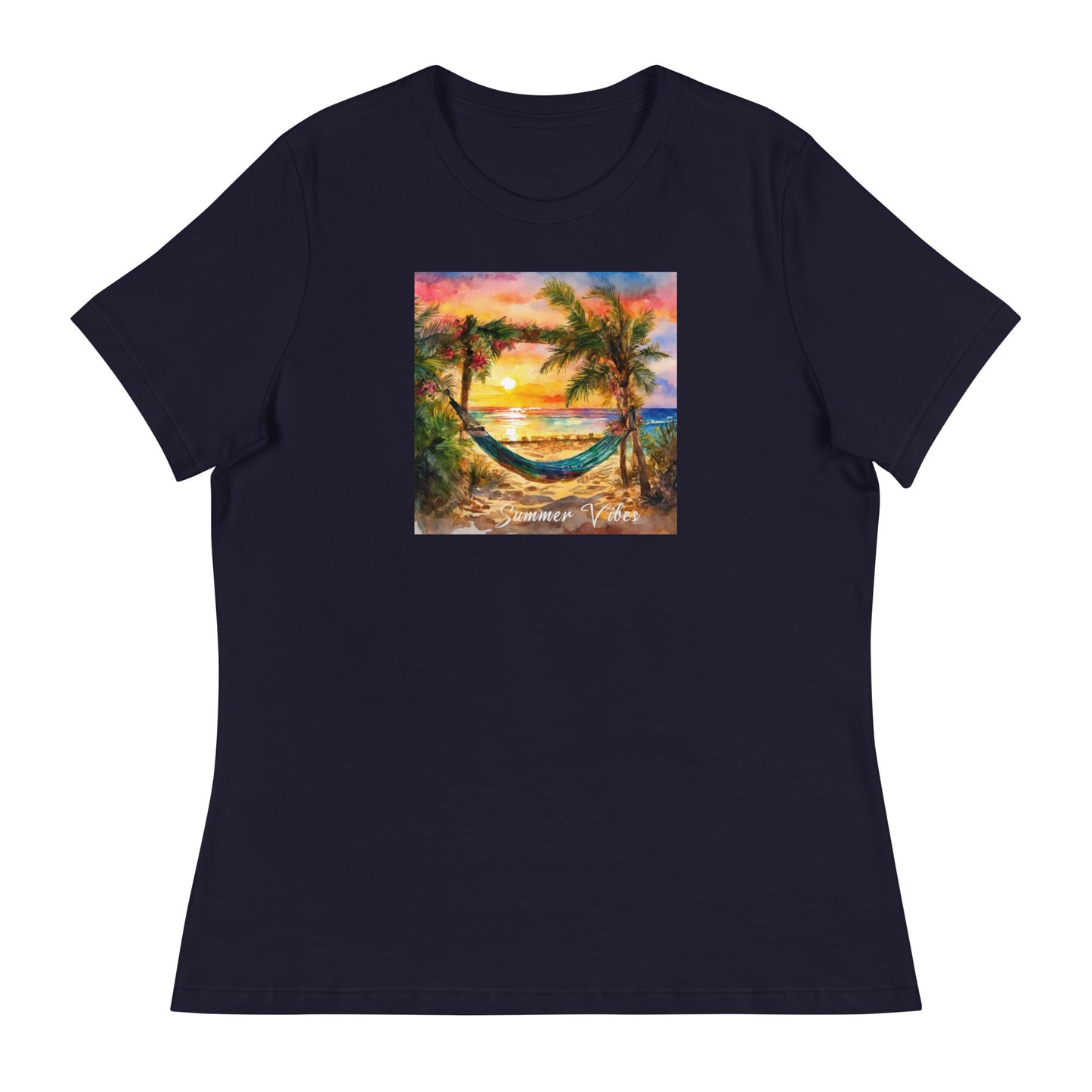 Summer Vibes Women's Beach T-Shirt Navy