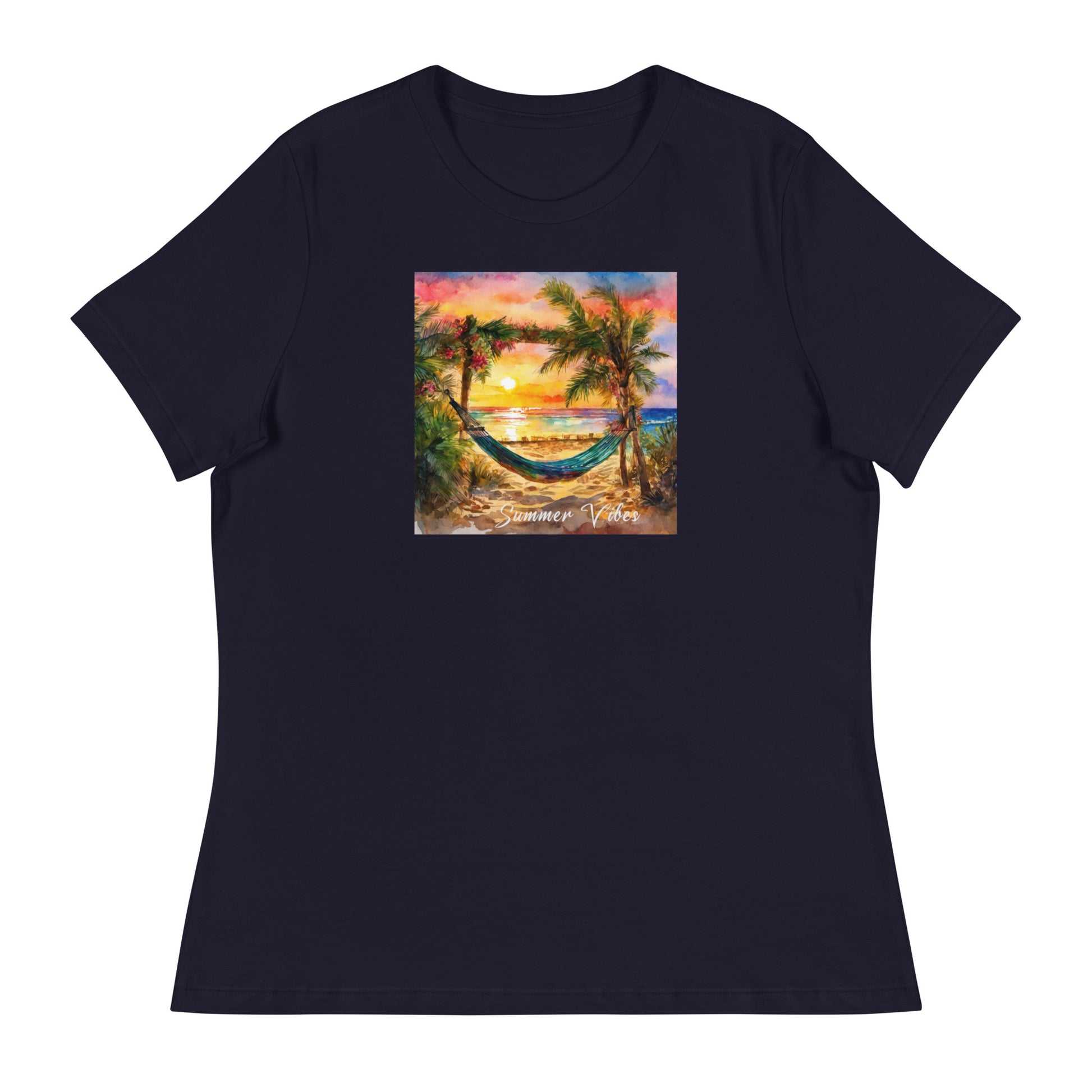 Summer Vibes Women's Beach T-Shirt Navy