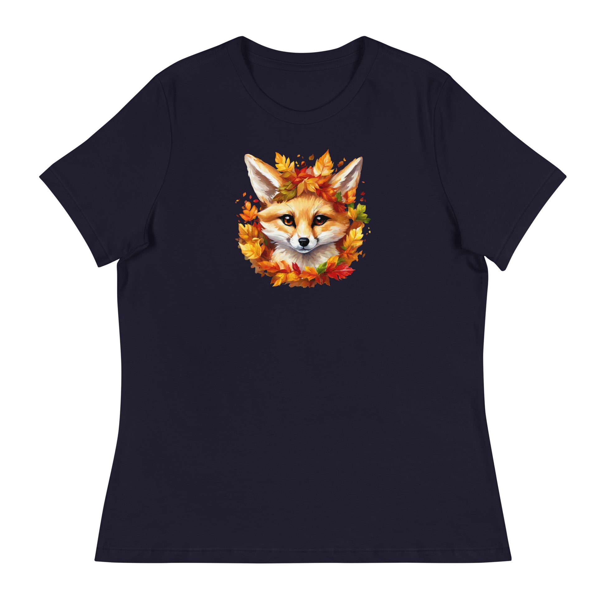 Autumn Fennec Fox Women's Fall T-Shirt Navy