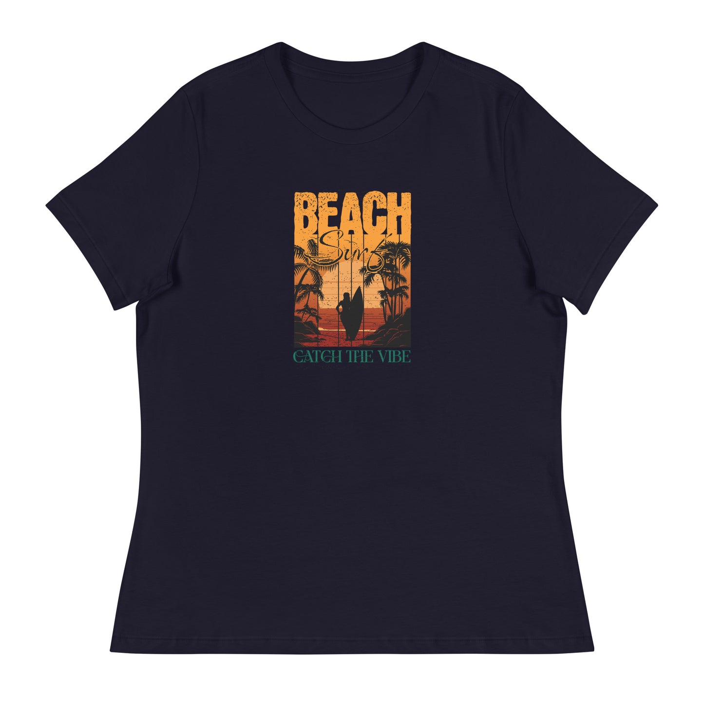 Catch the Vibe Surfing Women's T-Shirt Navy