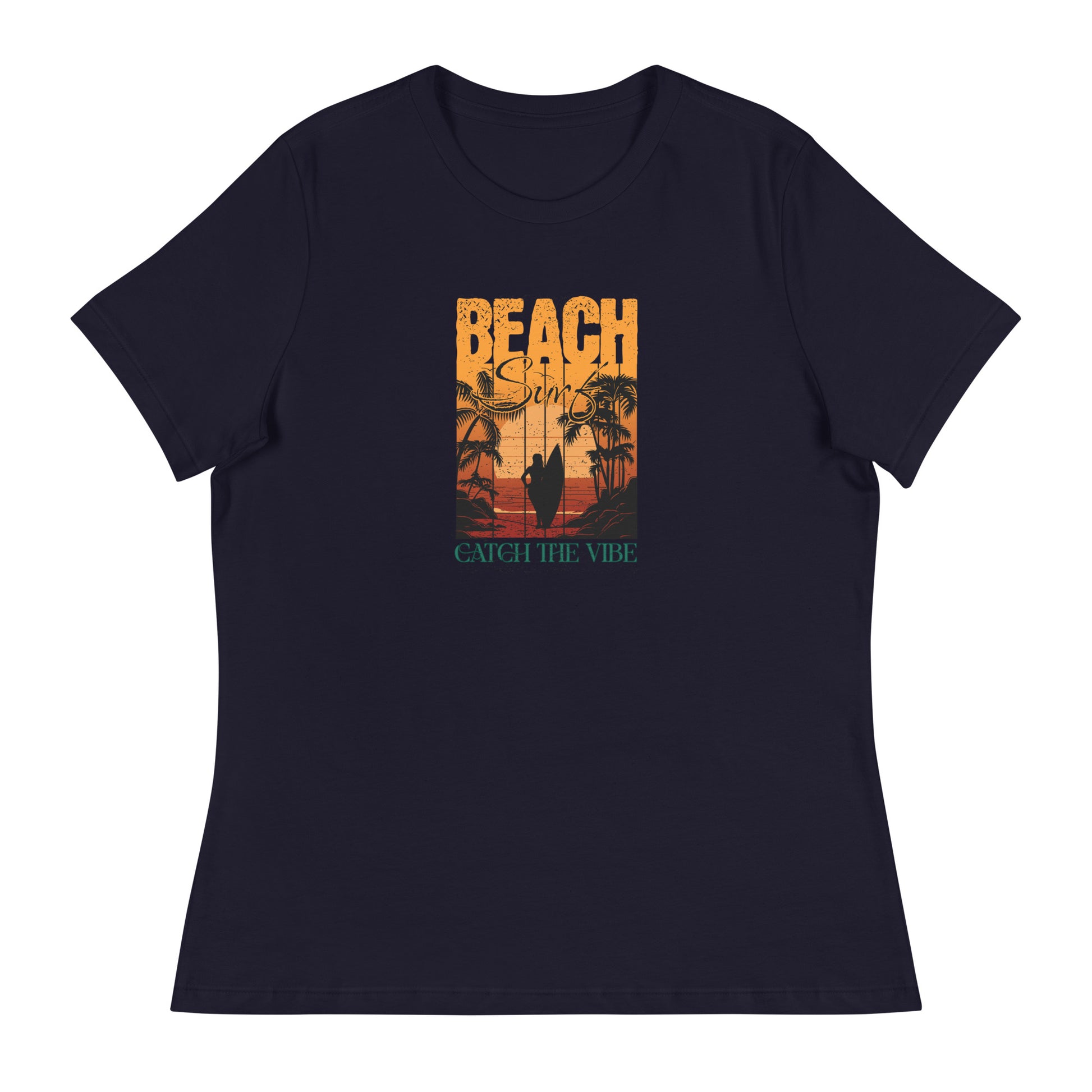 Catch the Vibe Surfing Women's T-Shirt Navy