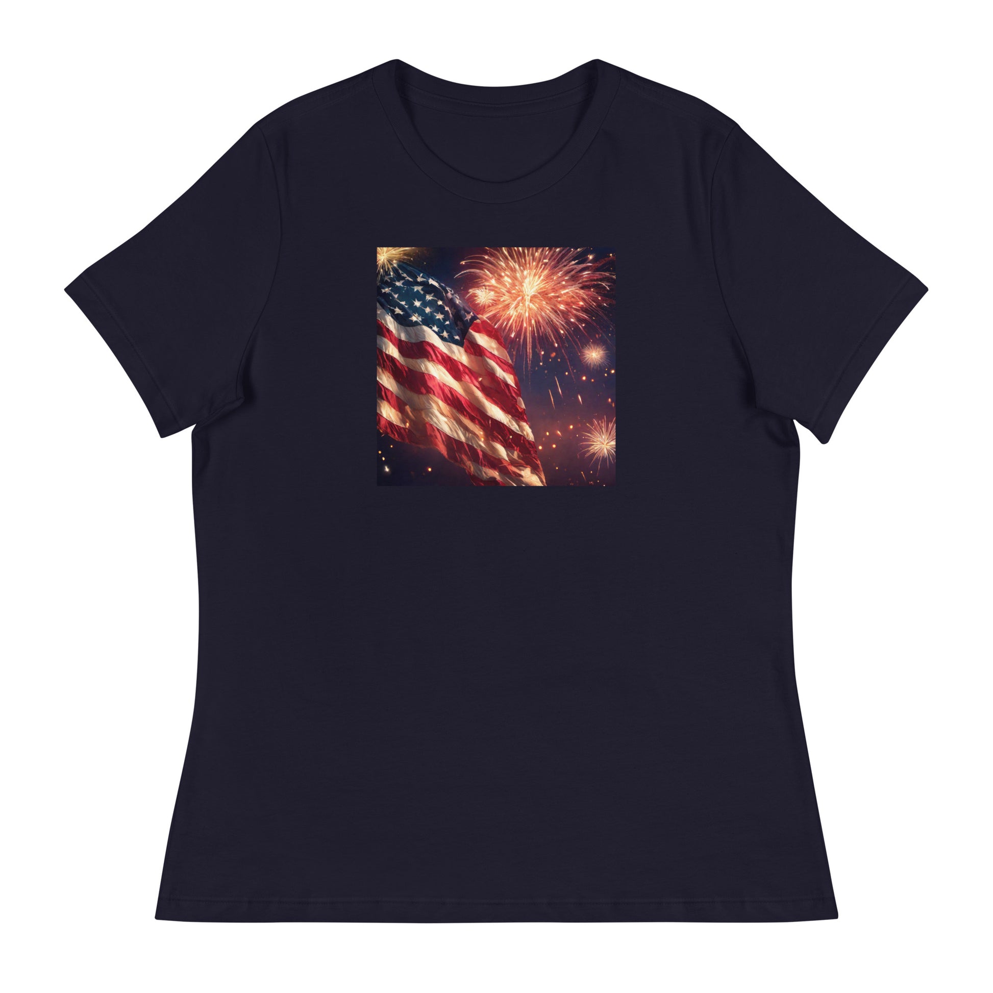 American Flag Women's 4th of July T-Shirt Navy