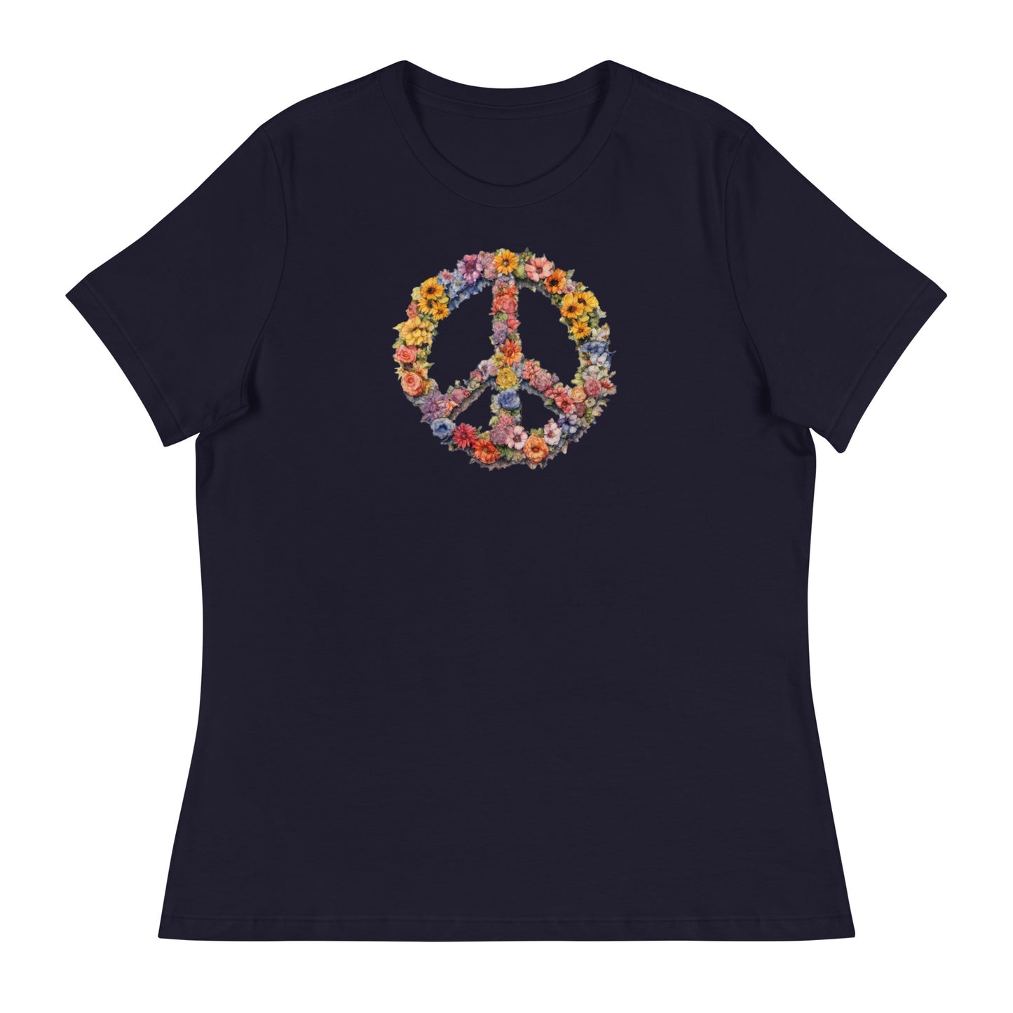 Flower Peace Sign Women's T-Shirt Navy