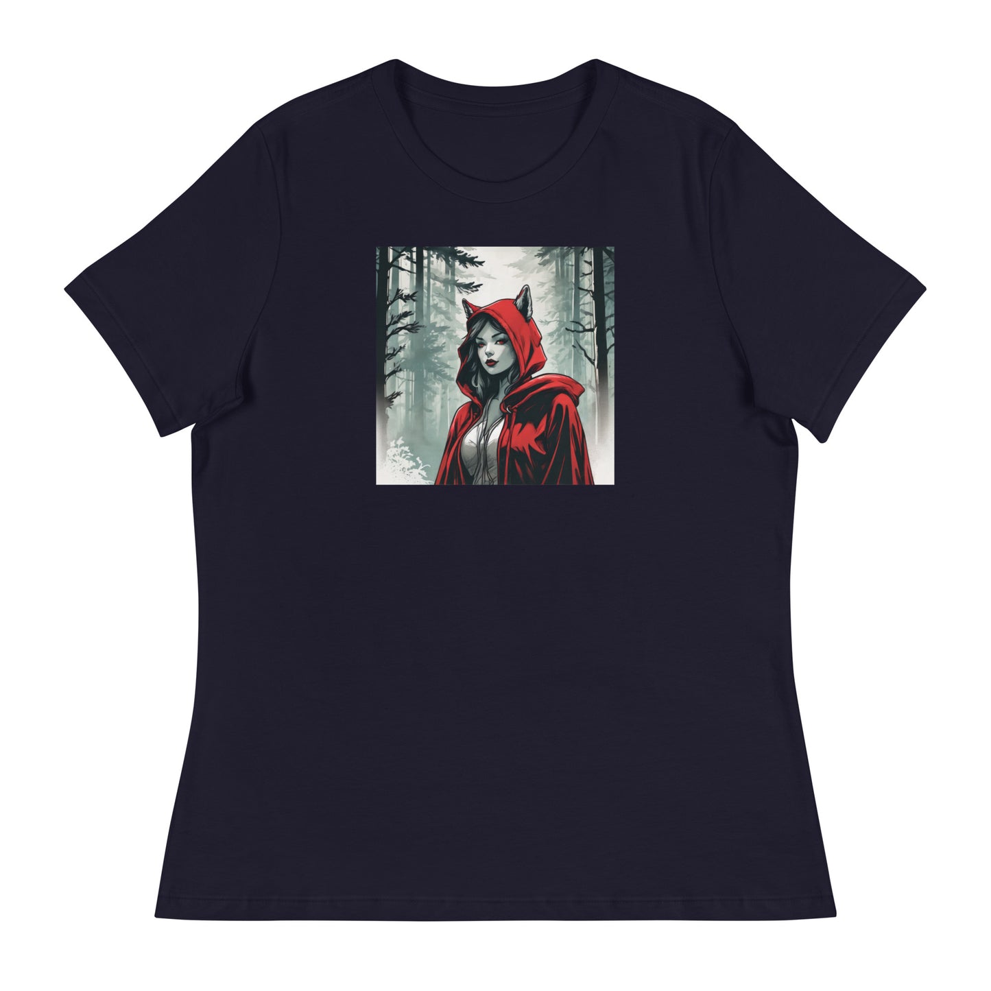 Modern Red Riding Hood Women's Fairy Tale T-Shirt Navy