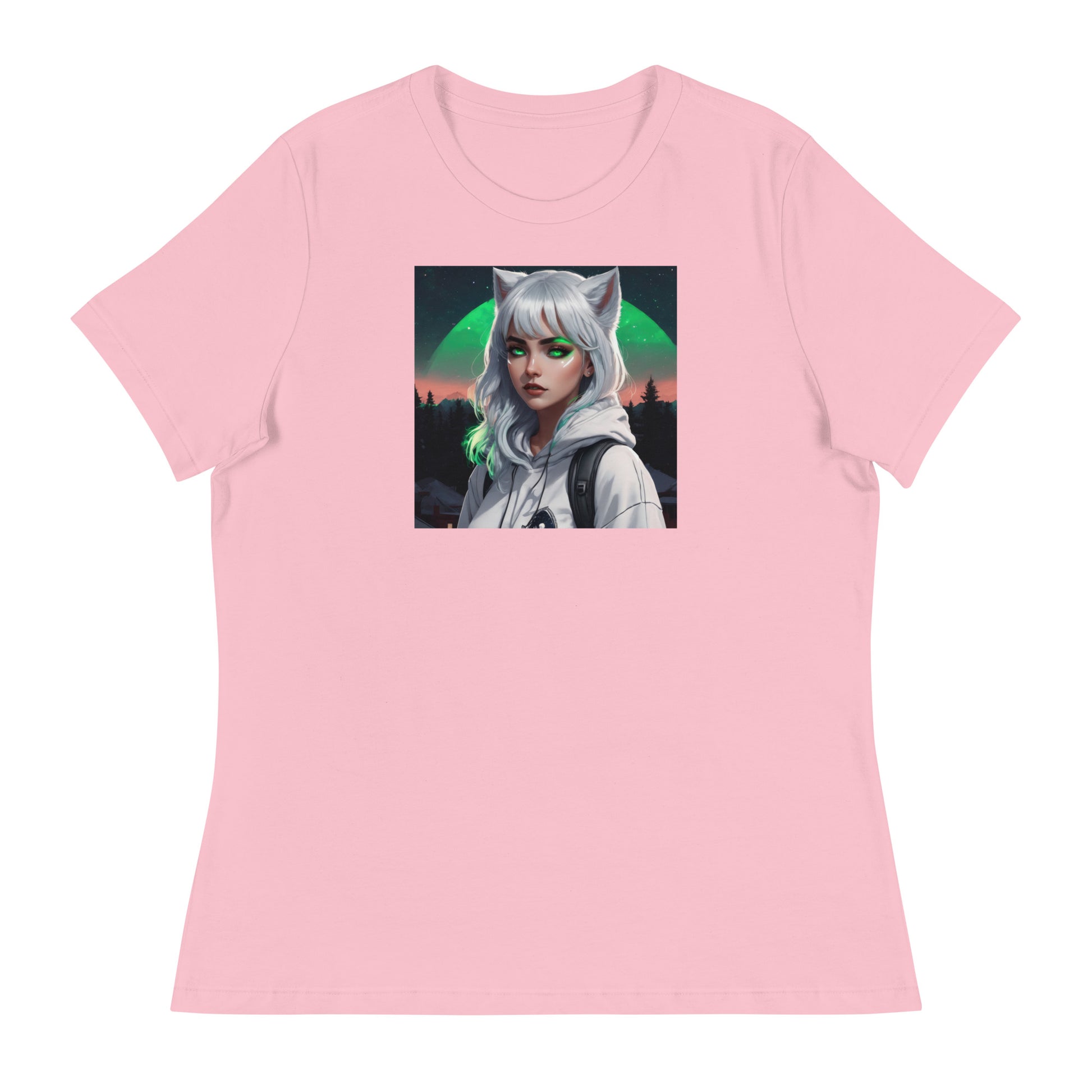 Cute Fox Girl Women's Graphic Tee Pink