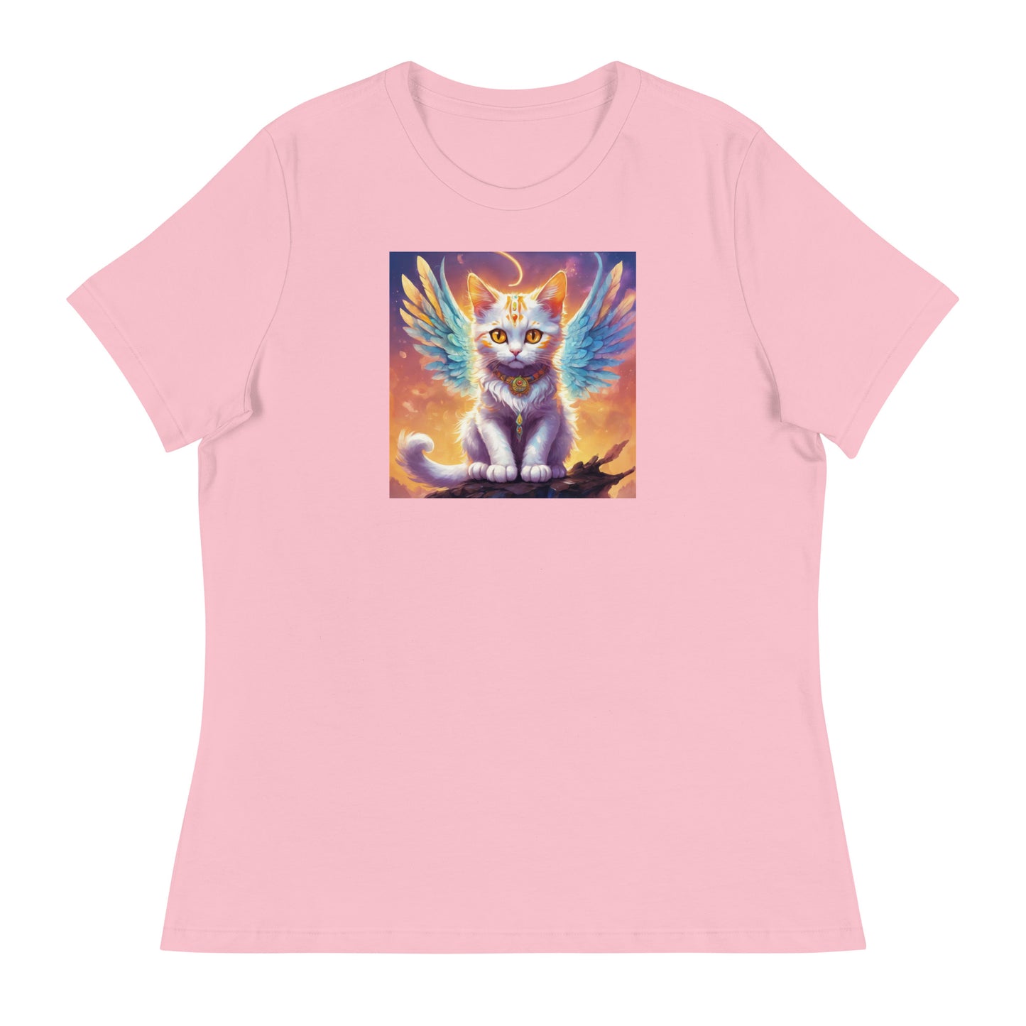 Cat with Wings Women's Graphic Tee Pink