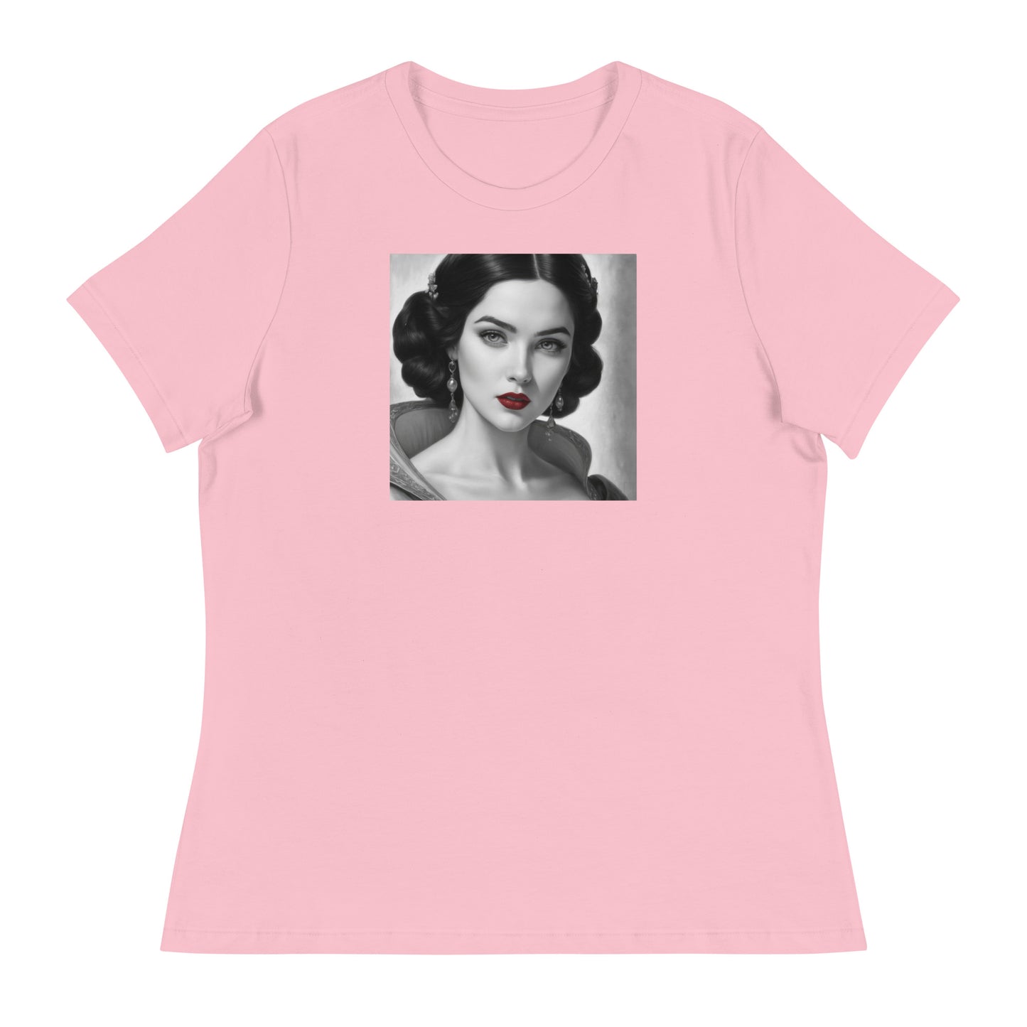 Snow White Portrait Women's Fairy Tale T-Shirt Pink