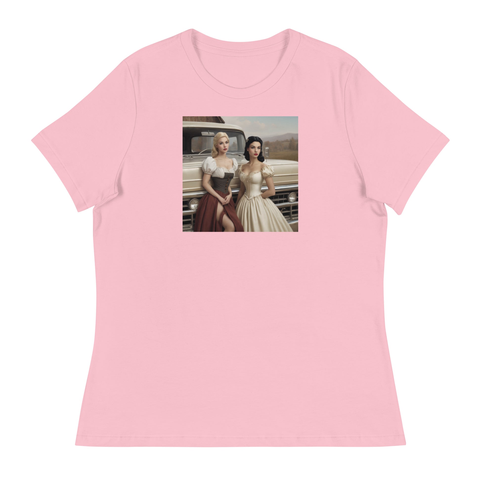 Cinderella and Snow White Hanging Out Women's T-Shirt Pink