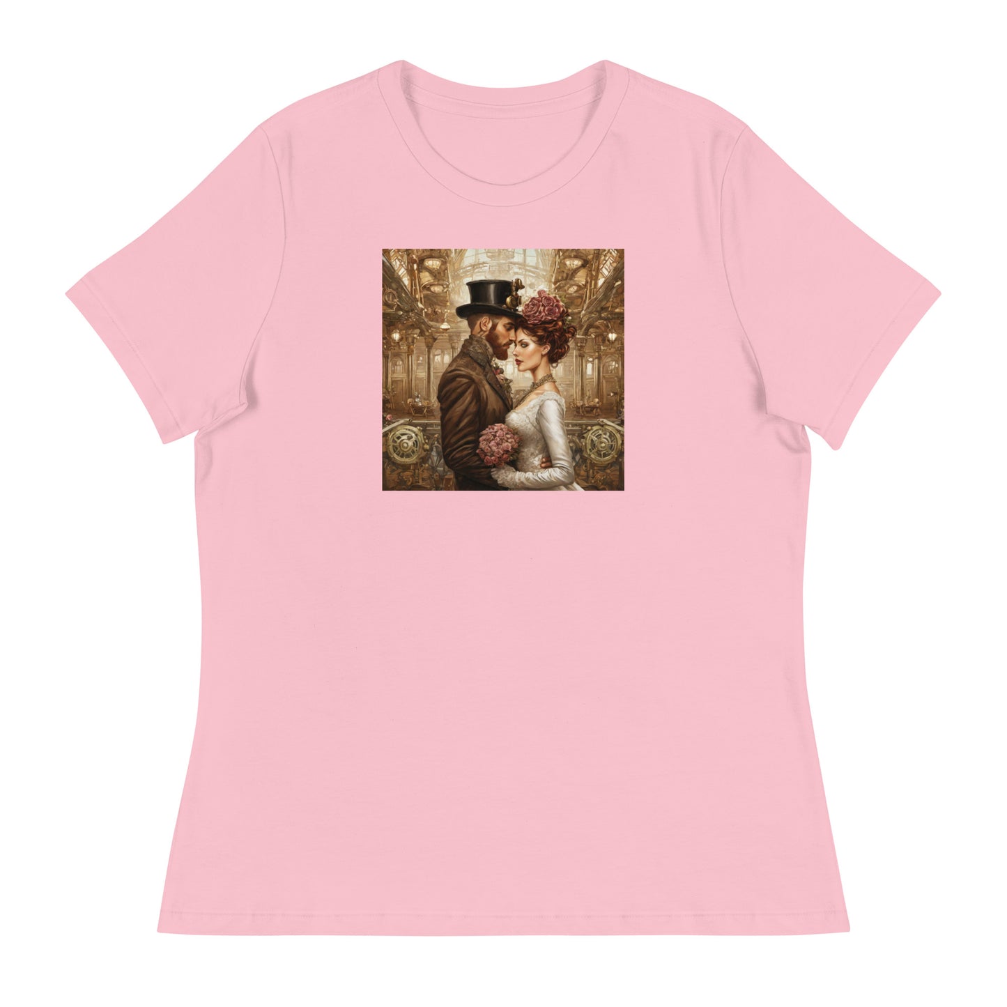 Gears & Lace Steampunk Wedding Women's T-Shirt Pink