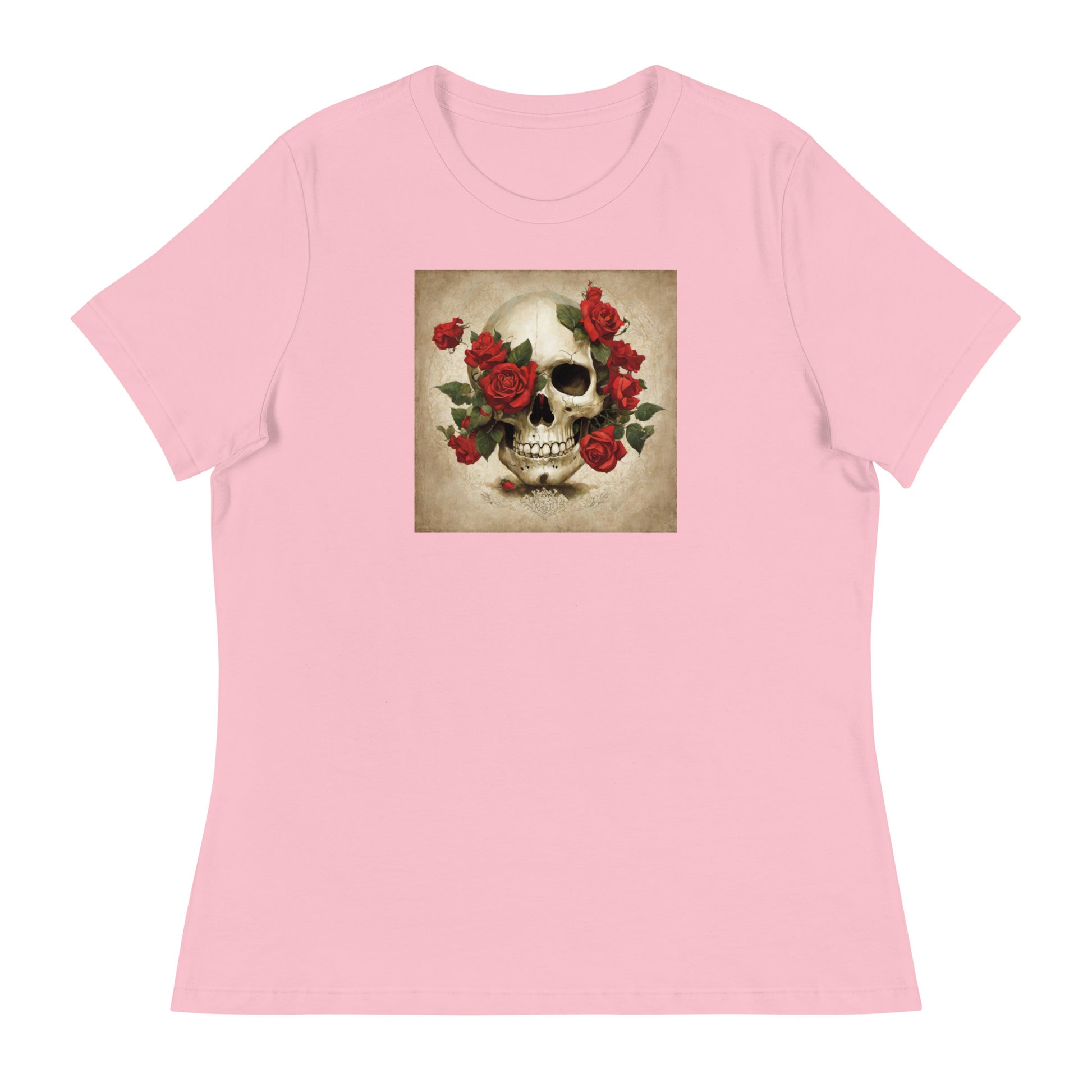 Skull & Roses Women's T-Shirt Pink