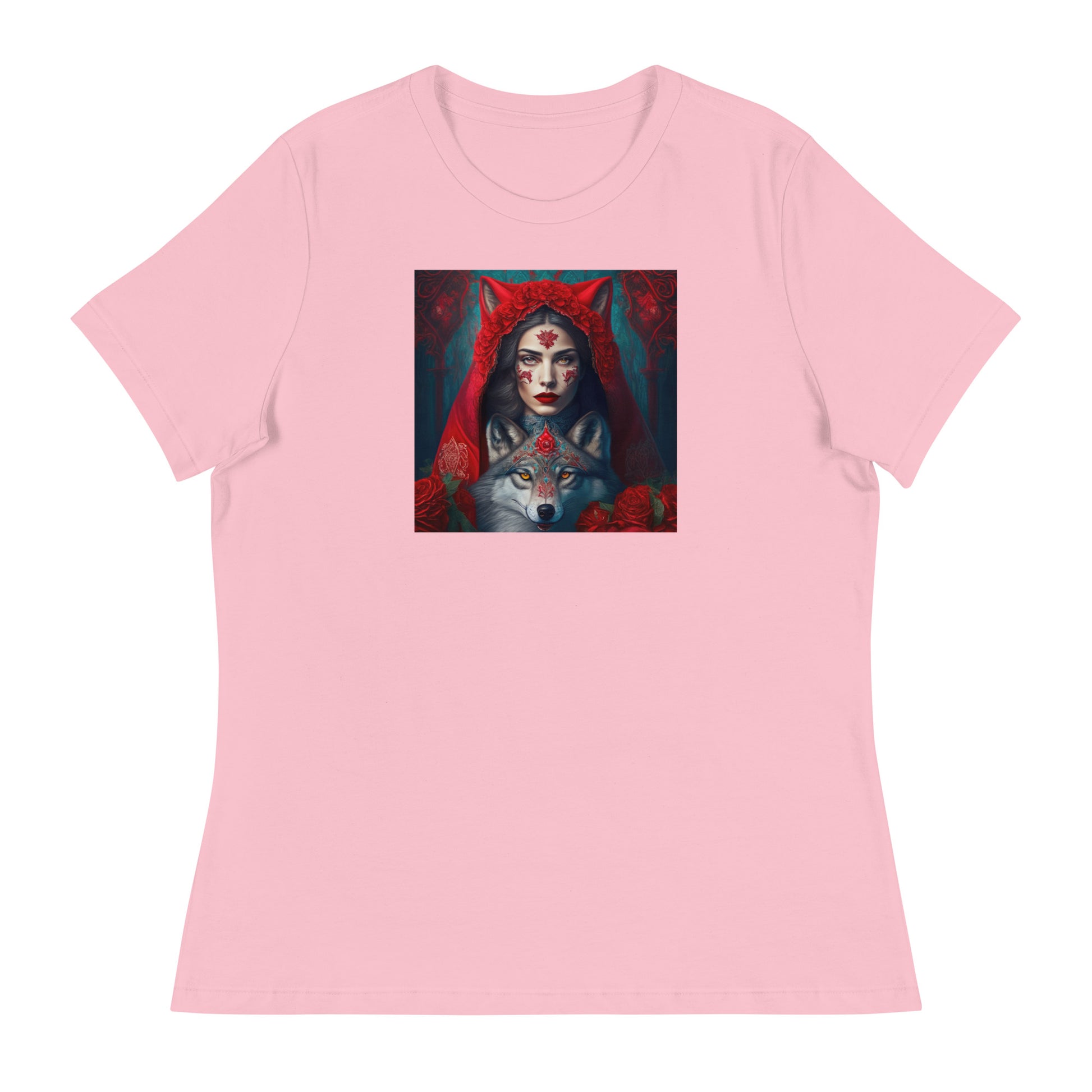 Red Riding Hood Unites with the Wolf Women's T-Shirt Pink