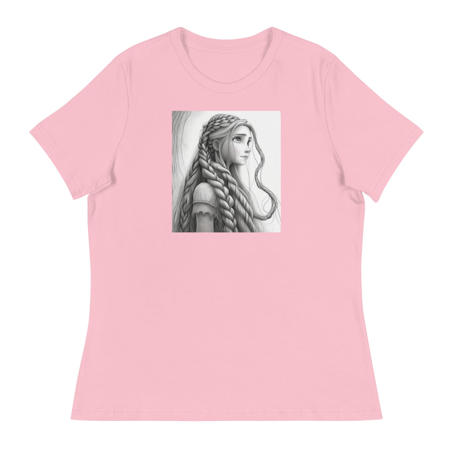 Rapunzel Sketch Women's Fairy Tale T-Shirt Pink