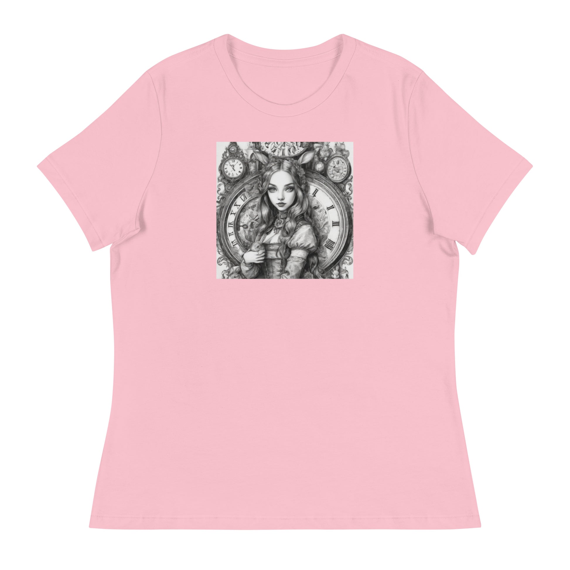 Alice in Wonderland Clockwork Women's T-Shirt Pink