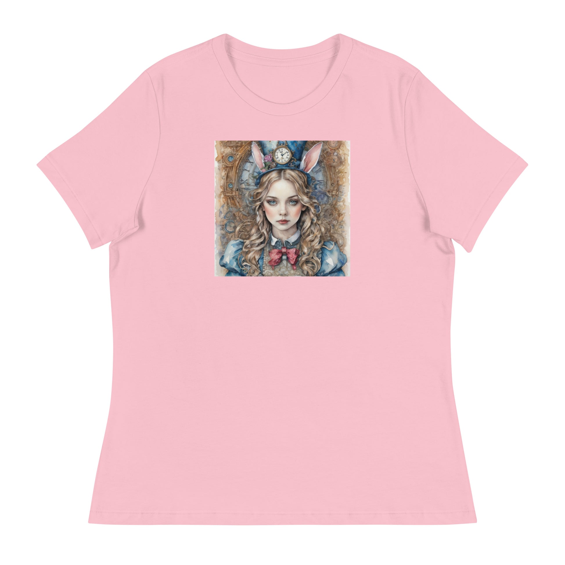 Alice in Wonderland with Bunny Ears Women's T-Shirt Pink