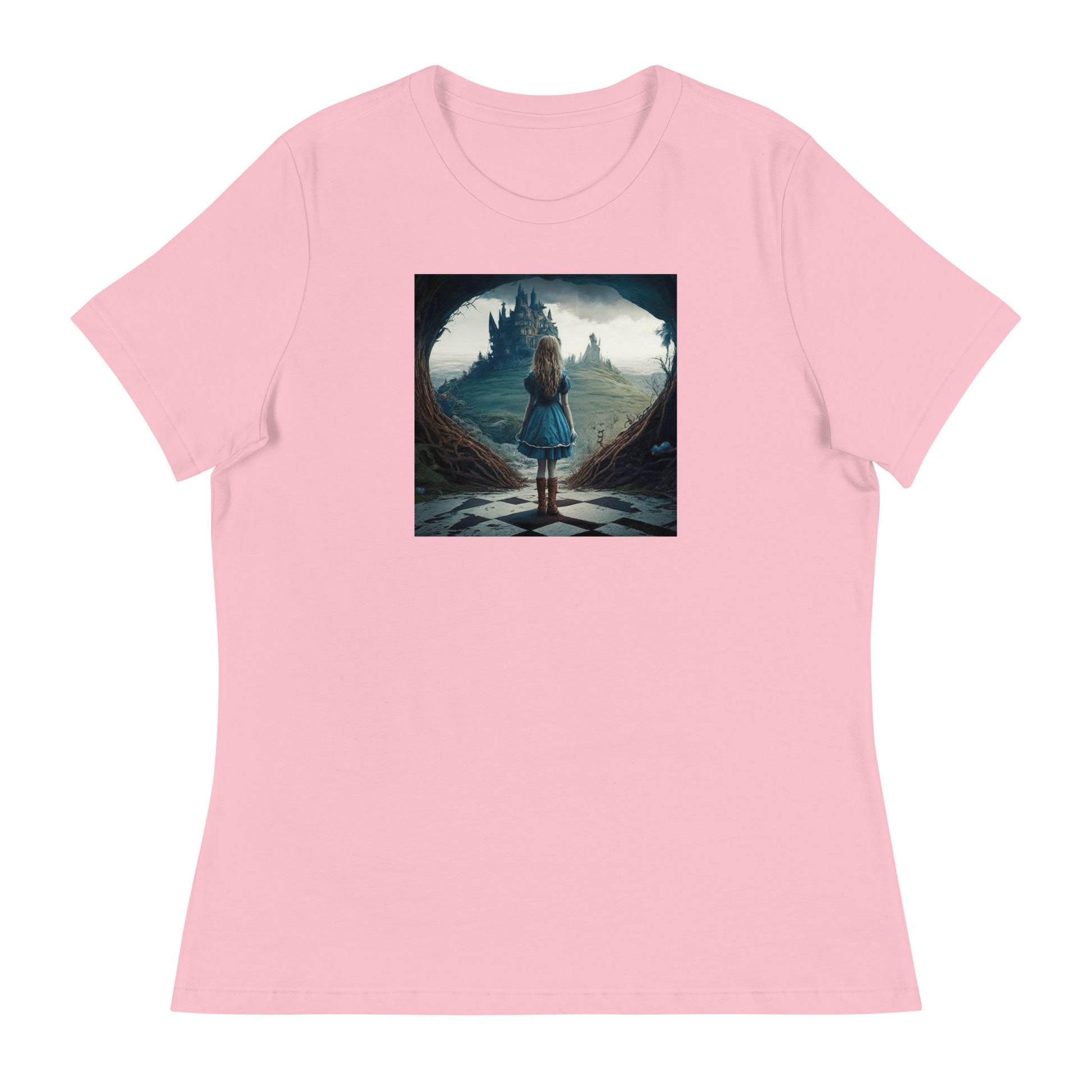 Alice Entering Wonderland Women's Fantasy Graphic Tee Pink