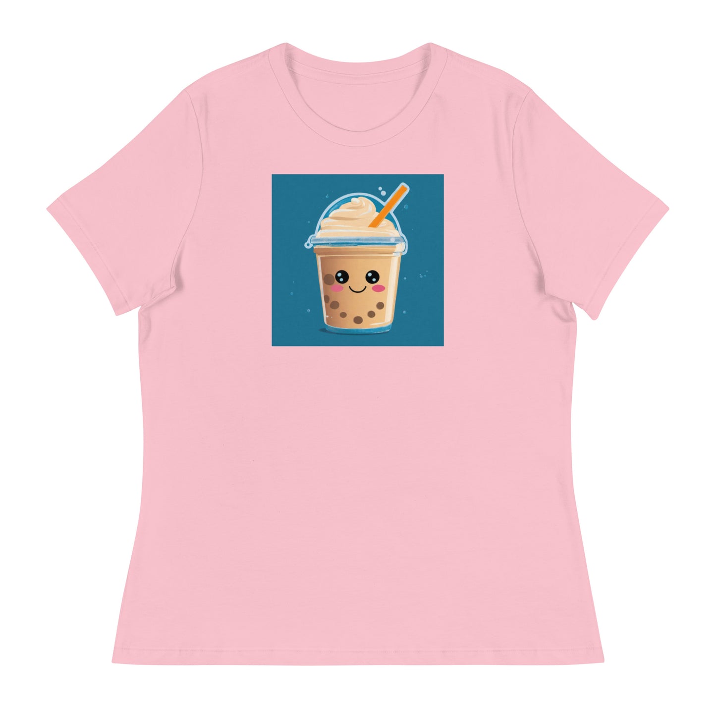 Boba Bubble Milk Tea Women's Funny Graphic Tee Pink