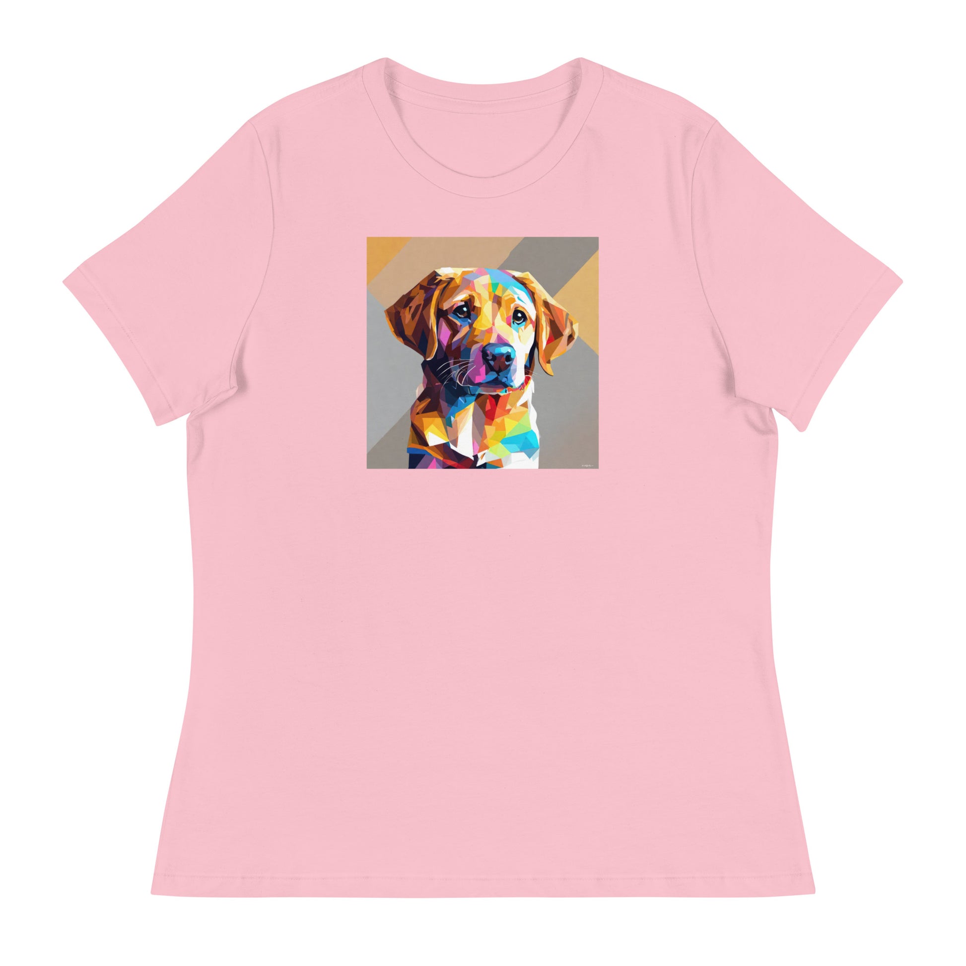 Geometric Golden Lab Women's Animal Lover T-Shirt Pink