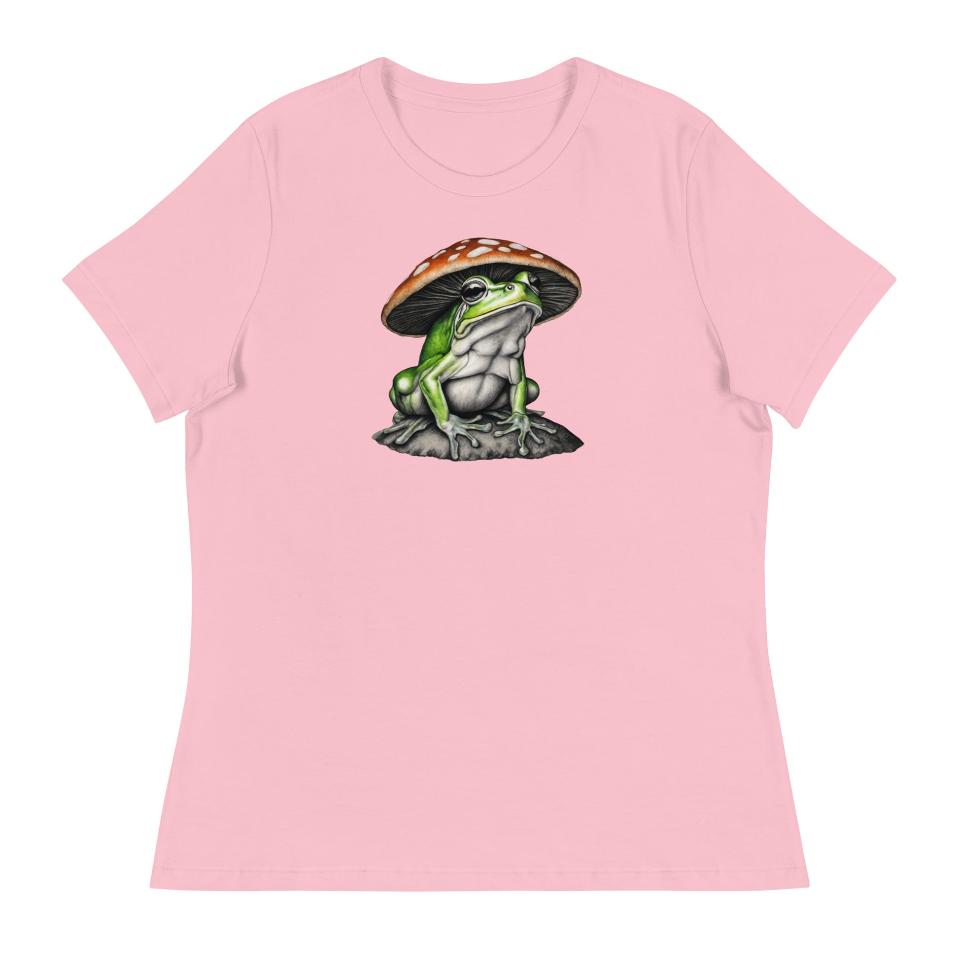 Frog in Shroom Cap Women's Graphic Tee Pink