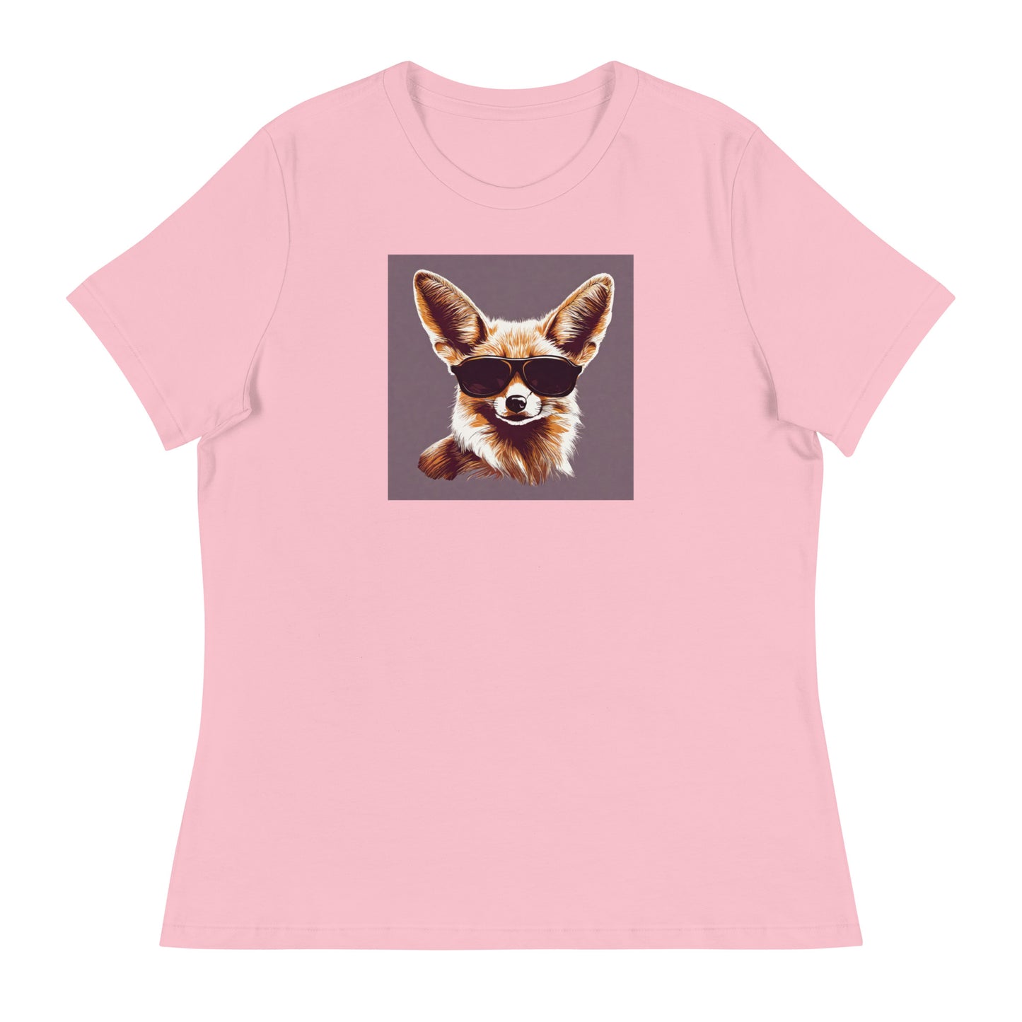 Fennec Fox in Shades Women's Animal Lover T-Shirt Pink