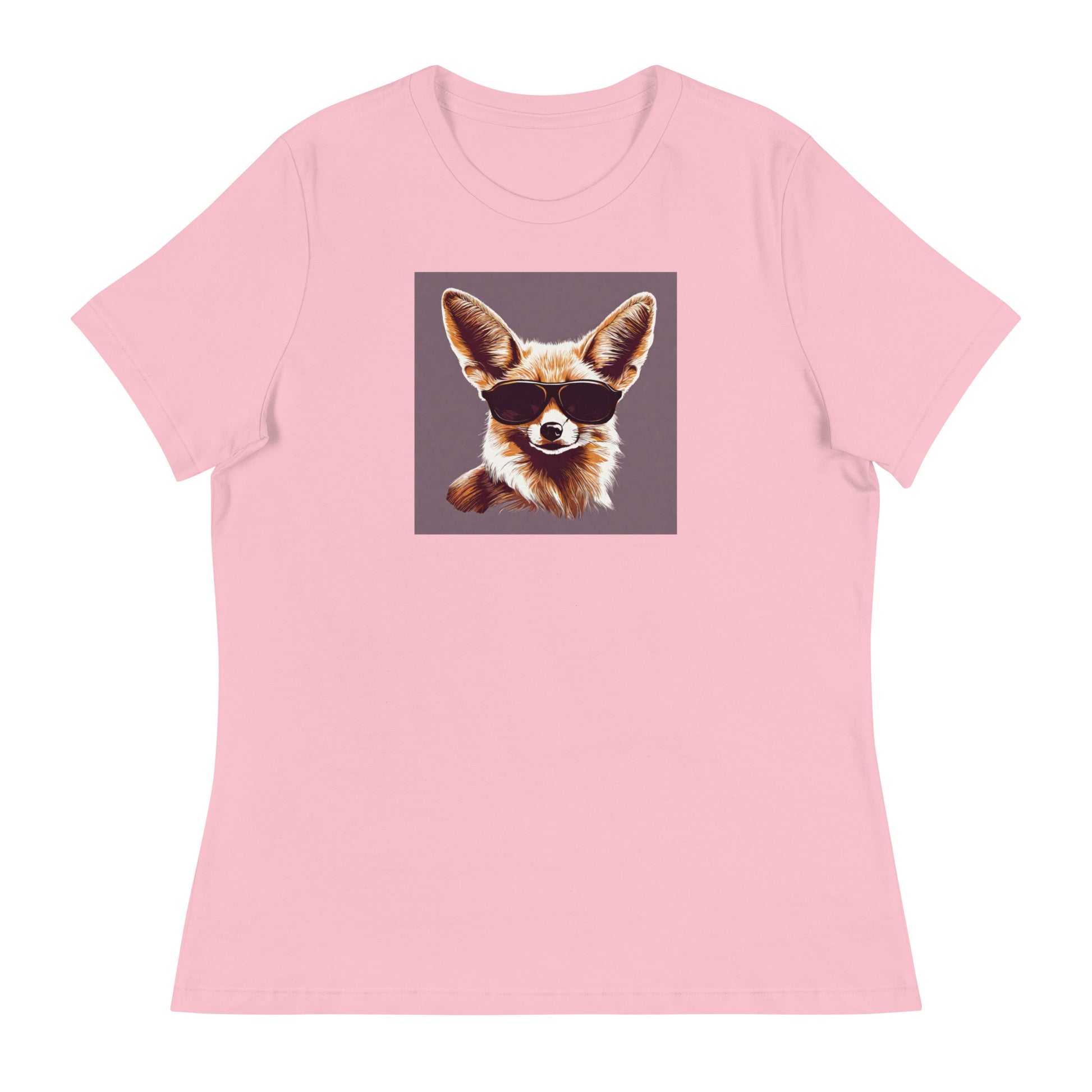 Fennec Fox in Shades Women's Animal Lover T-Shirt Pink