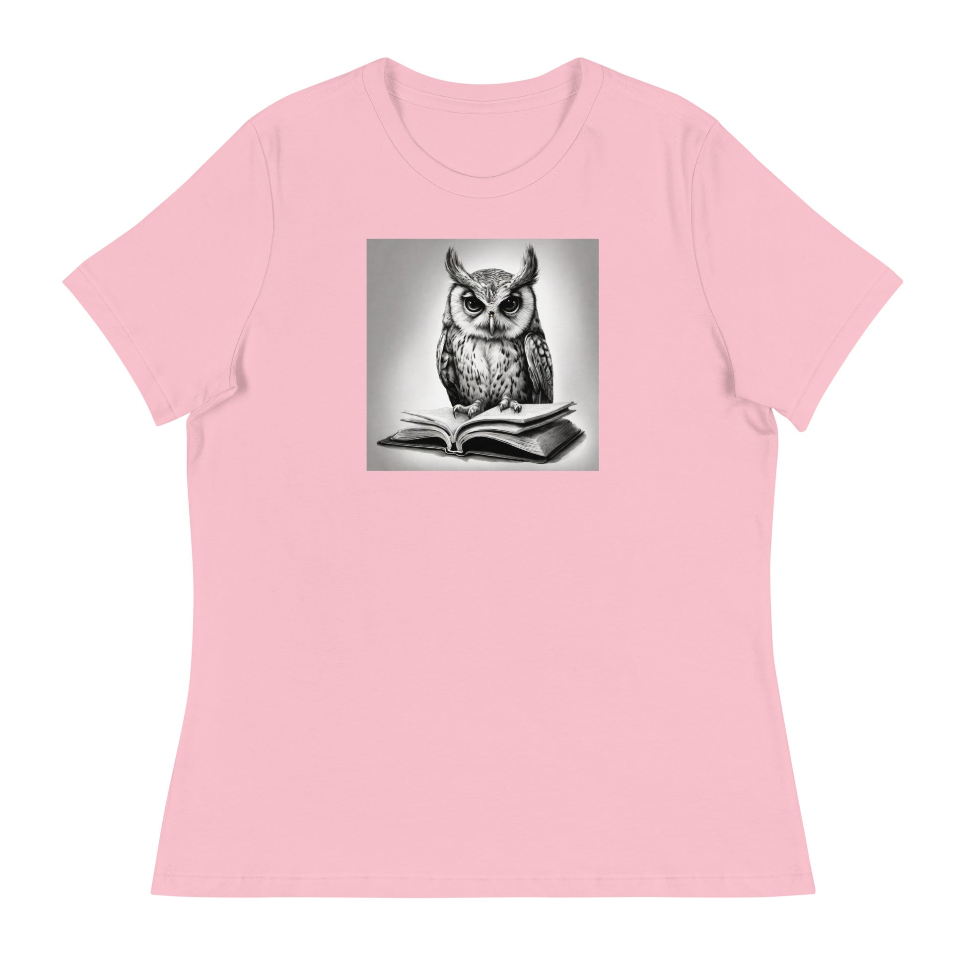 Booksmart Owl Women's Book Lover T-Shirt Pink